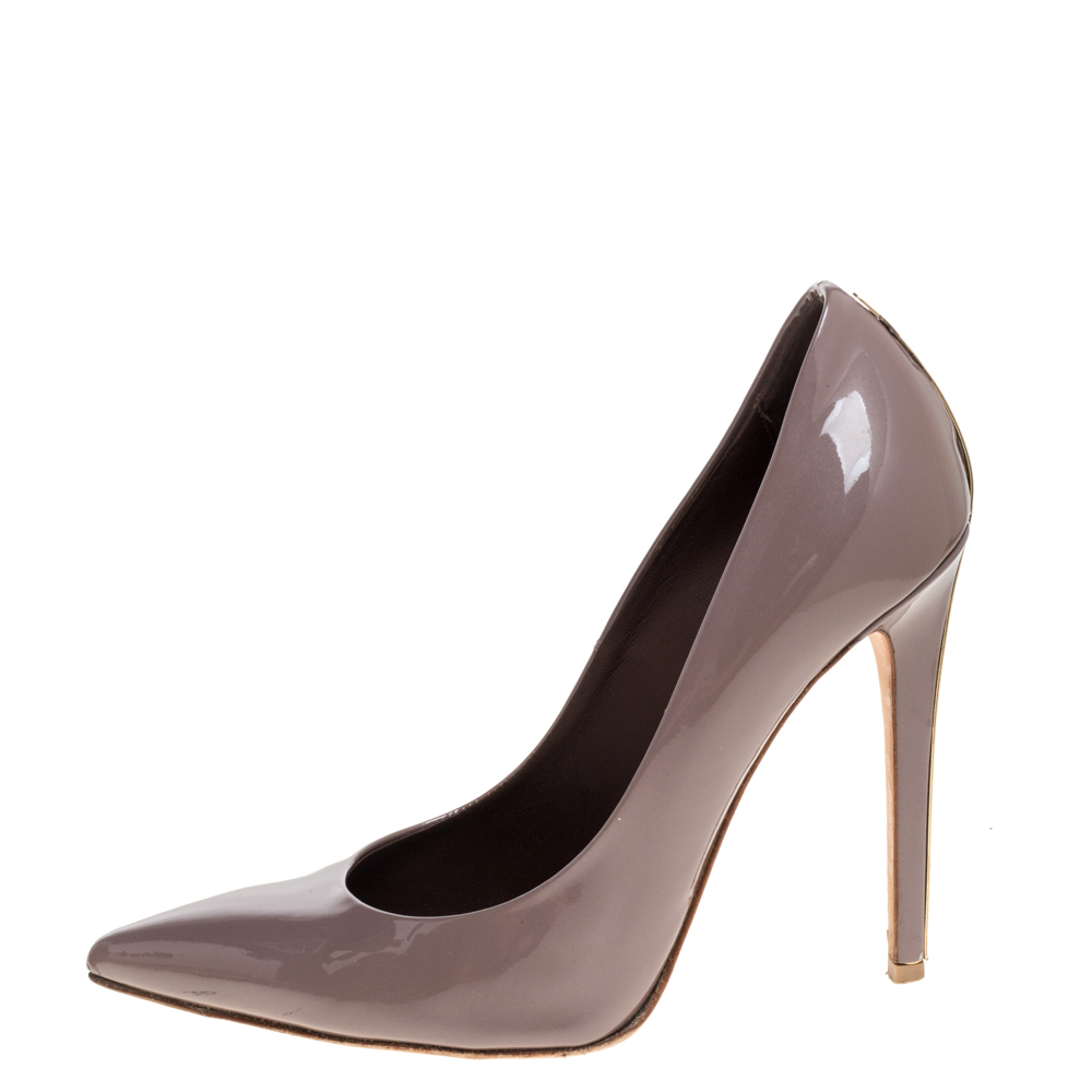 

Le Silla Dark Grey Patent Leather Eva Pointed Toe Pumps Size