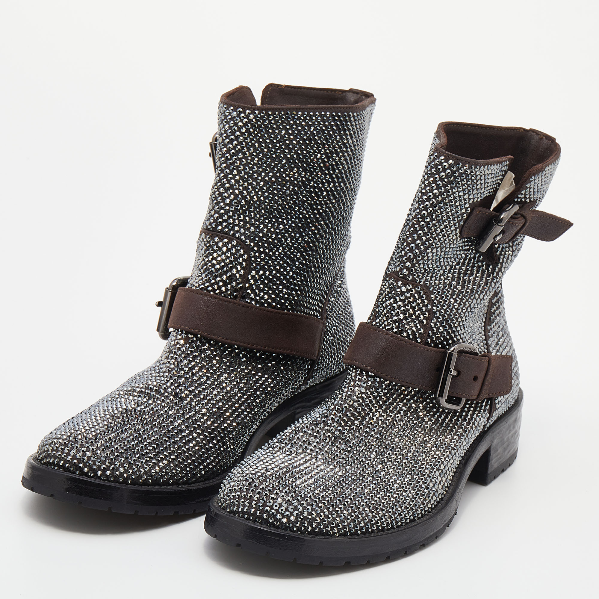 

Le Silla Brown Embellished Leather Boots Size