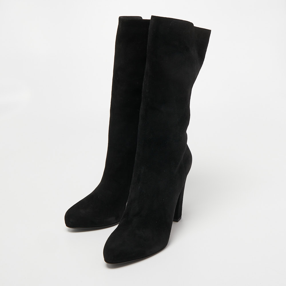 

Le Silla Black Suede Calf Length Boots Size