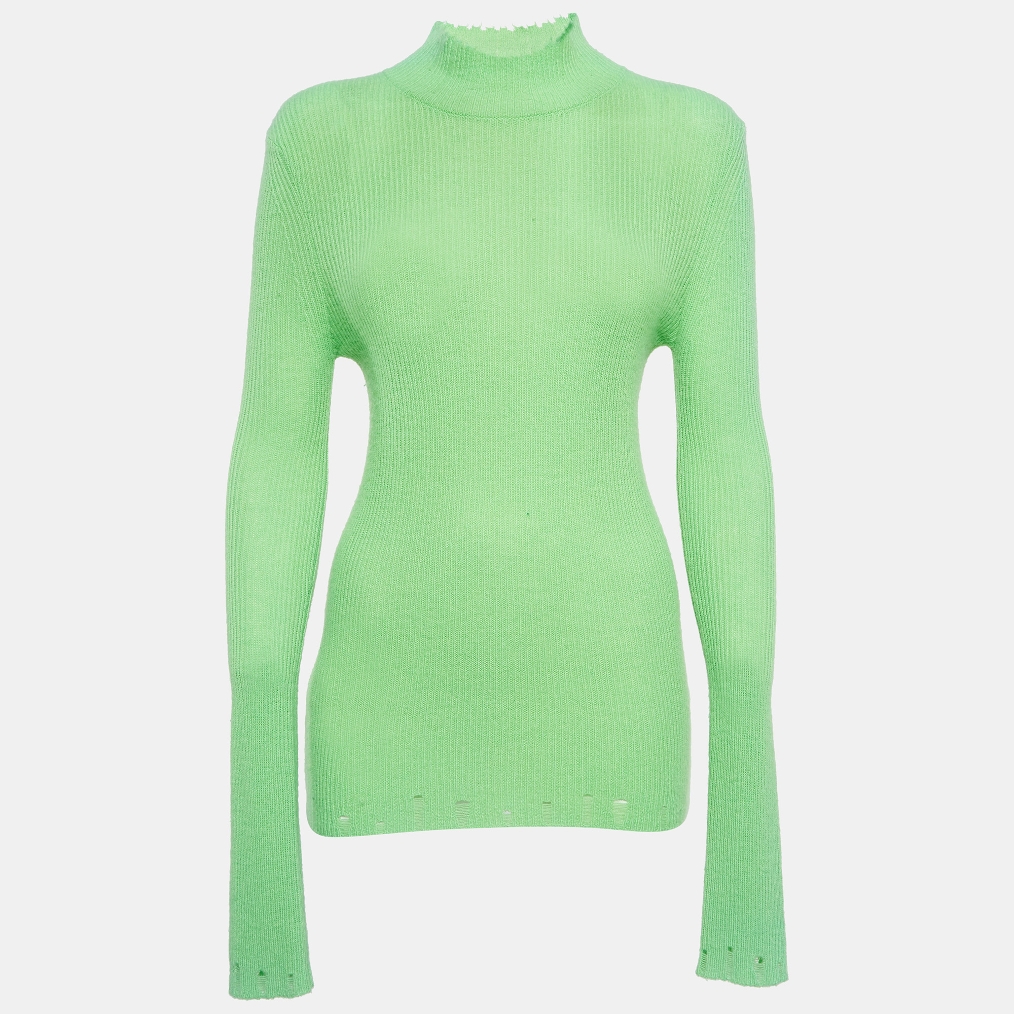 

Les Rêveries Acid Green Cashmere Turtleneck Sweater M