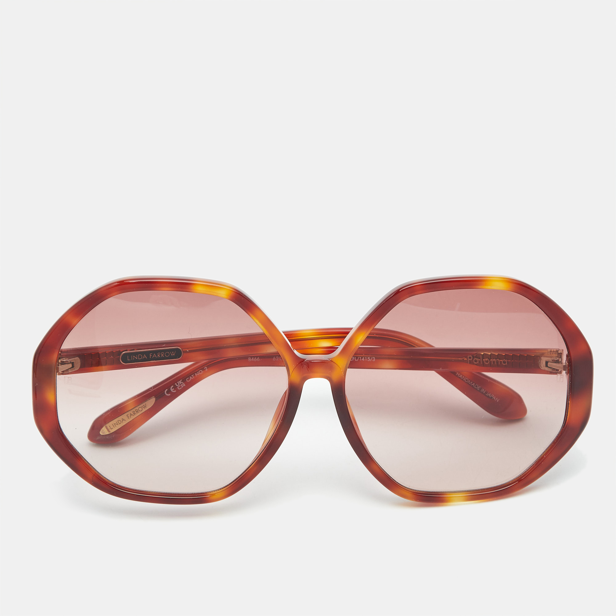 Pre-owned Linda Farrow Tortoise Brown Gradient Paloma Geometric Sunglasses