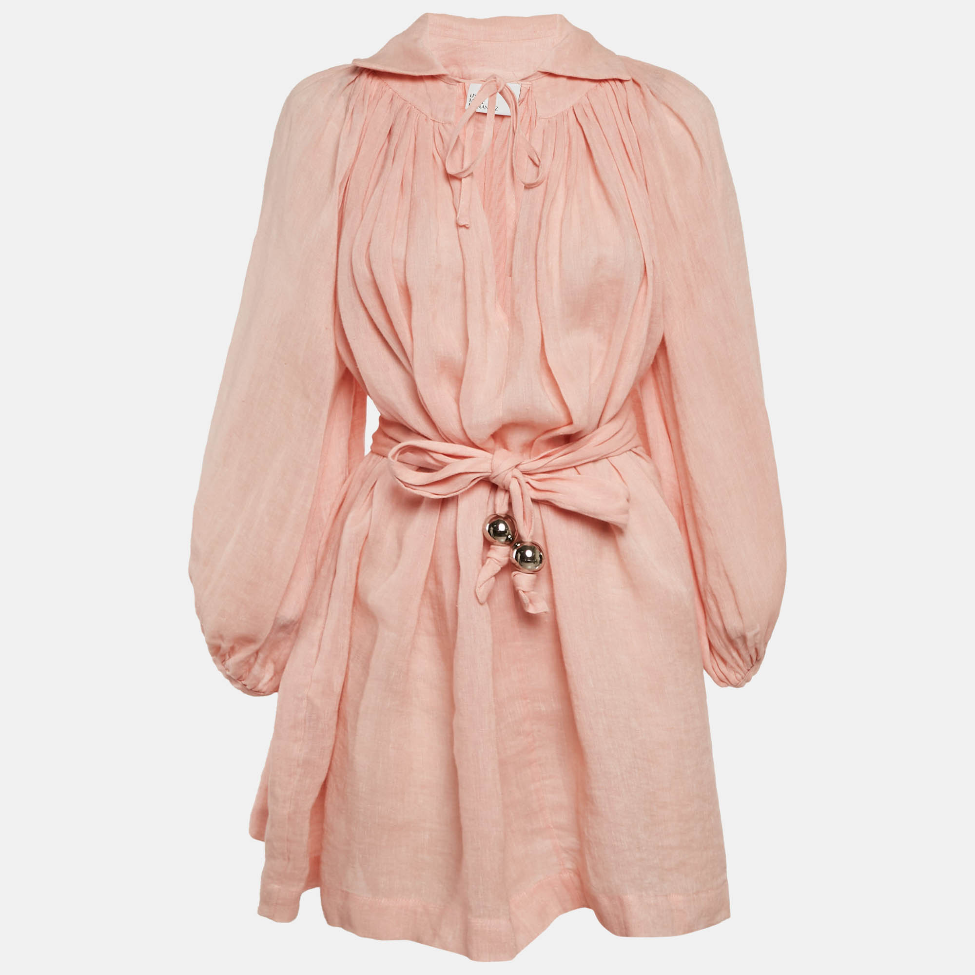 

Lisa Marie Fernandez Light Orange Linen Puff Sleeve Mini Dress S