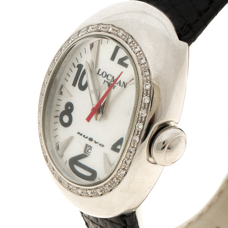 

Locman Mother of Pearl Nuovo N.3670 Ostrich Leather Women's Wristwatch, White