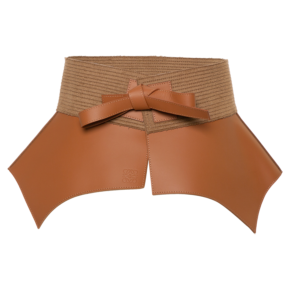 

Loewe Tan/Beige Leather and Calfhair Obi Corset Belt