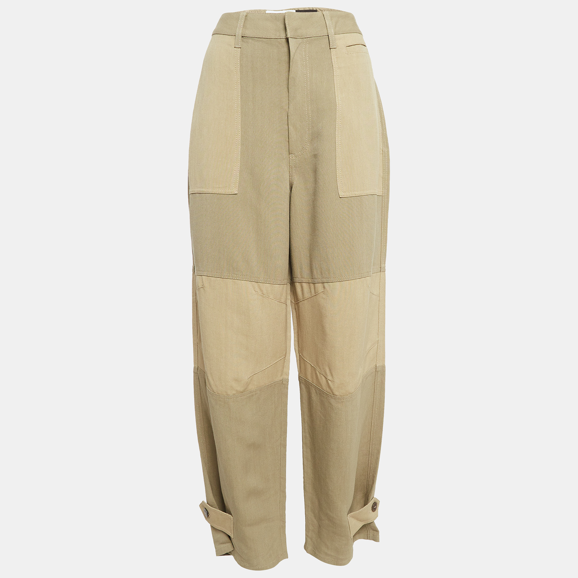 Pre-owned Loewe Brown Linen Blend Patch Pocket Cargo Pants S