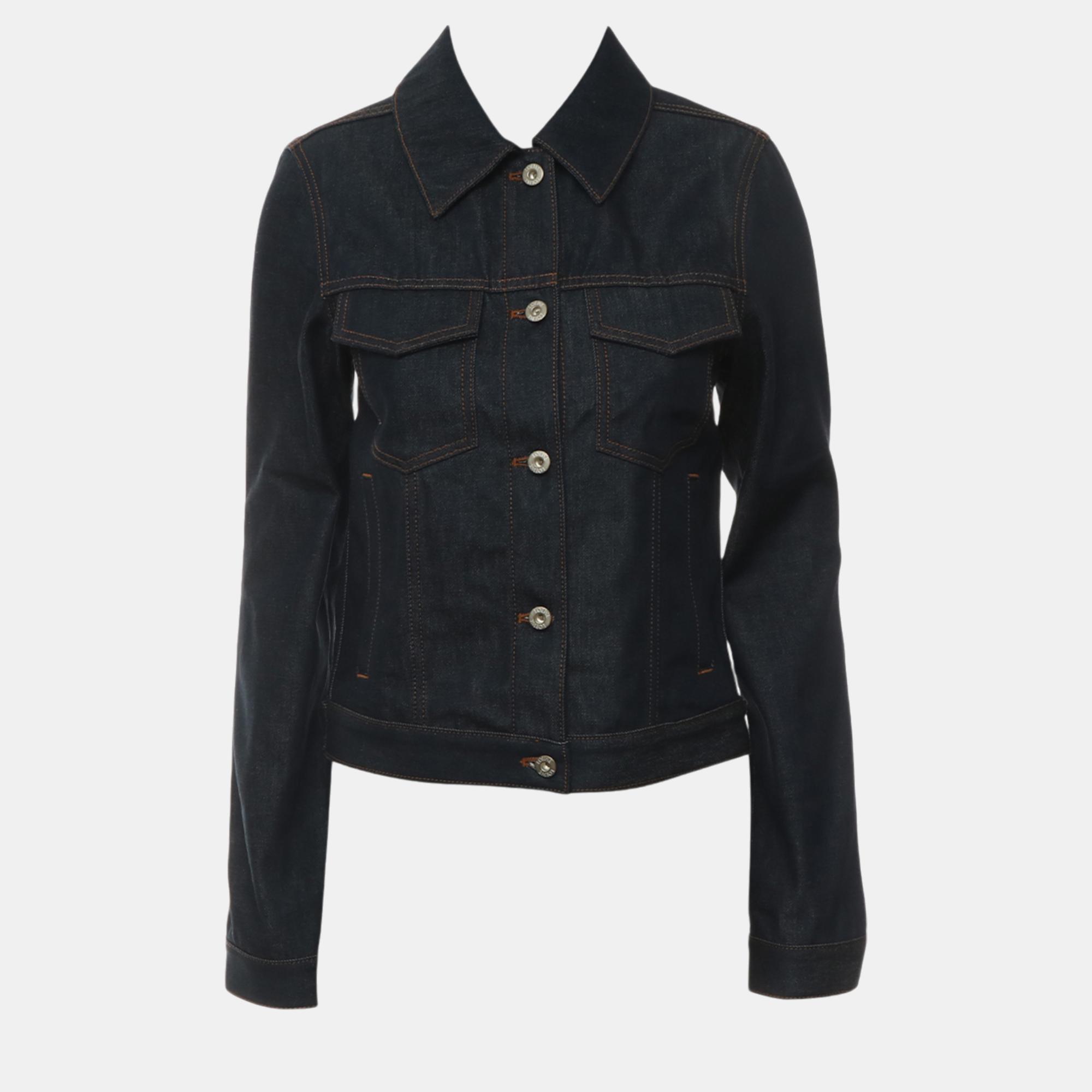 

Loewe Navy Blue Dark Wash Anagram Denim Jacket