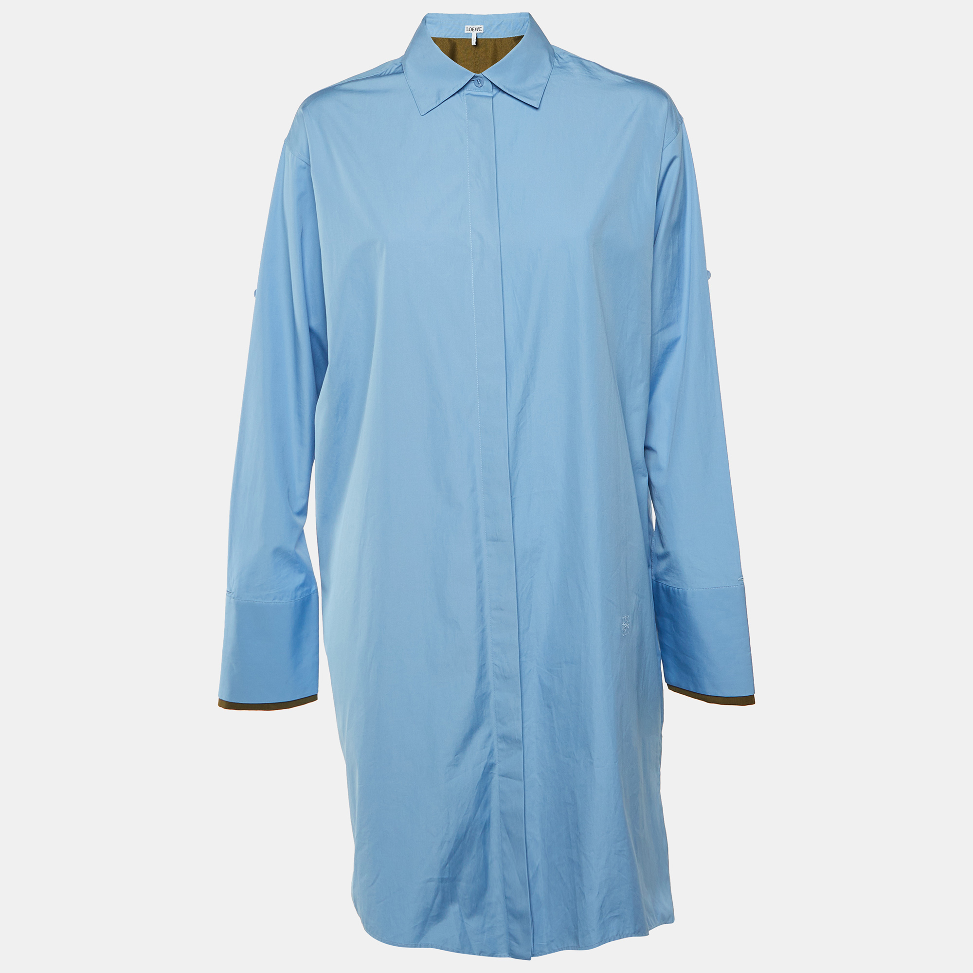 

Loewe Blue Cotton High-Low Shirt Dress S