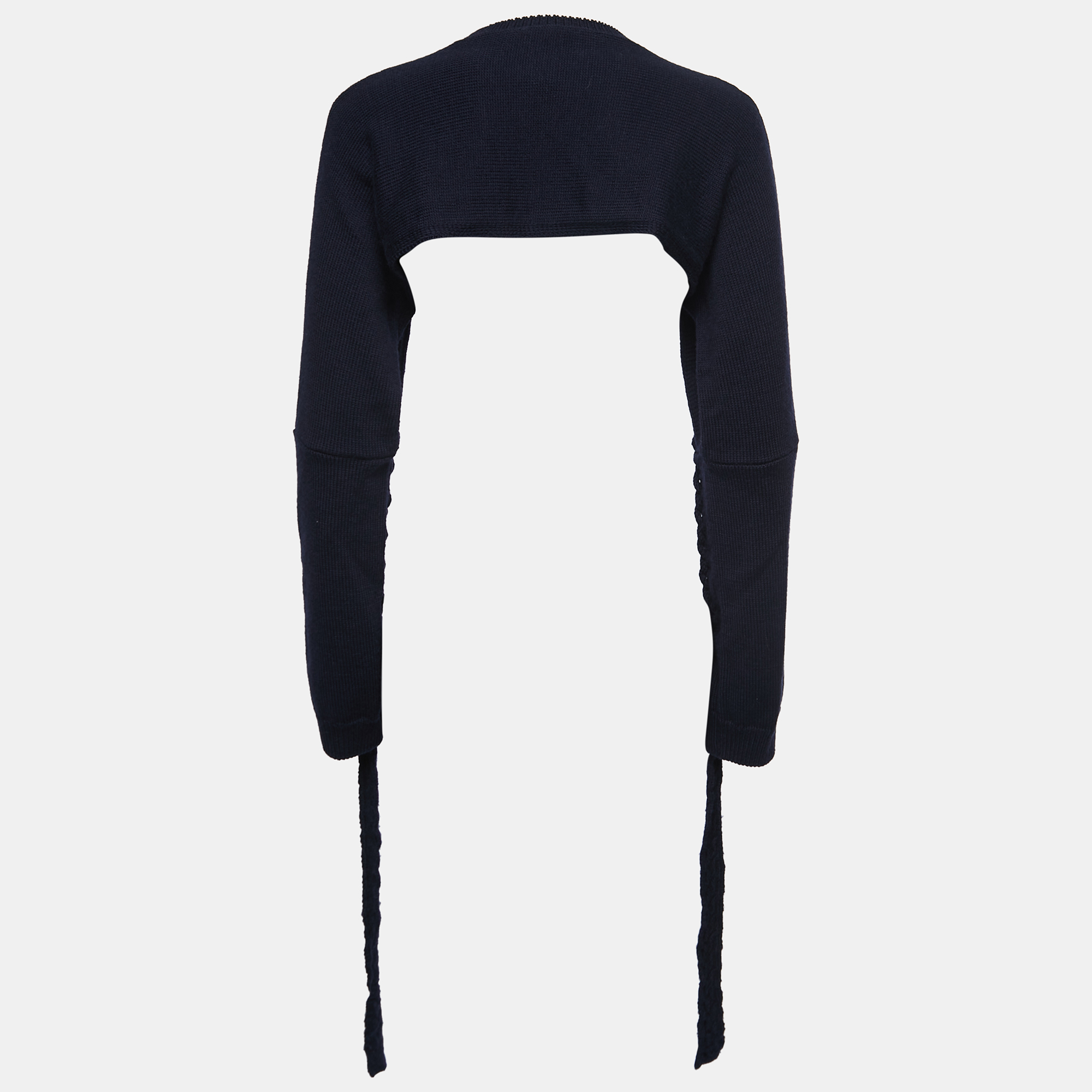 

Loewe Navy Blue Wool Braided Detail Super Cropped Bolero