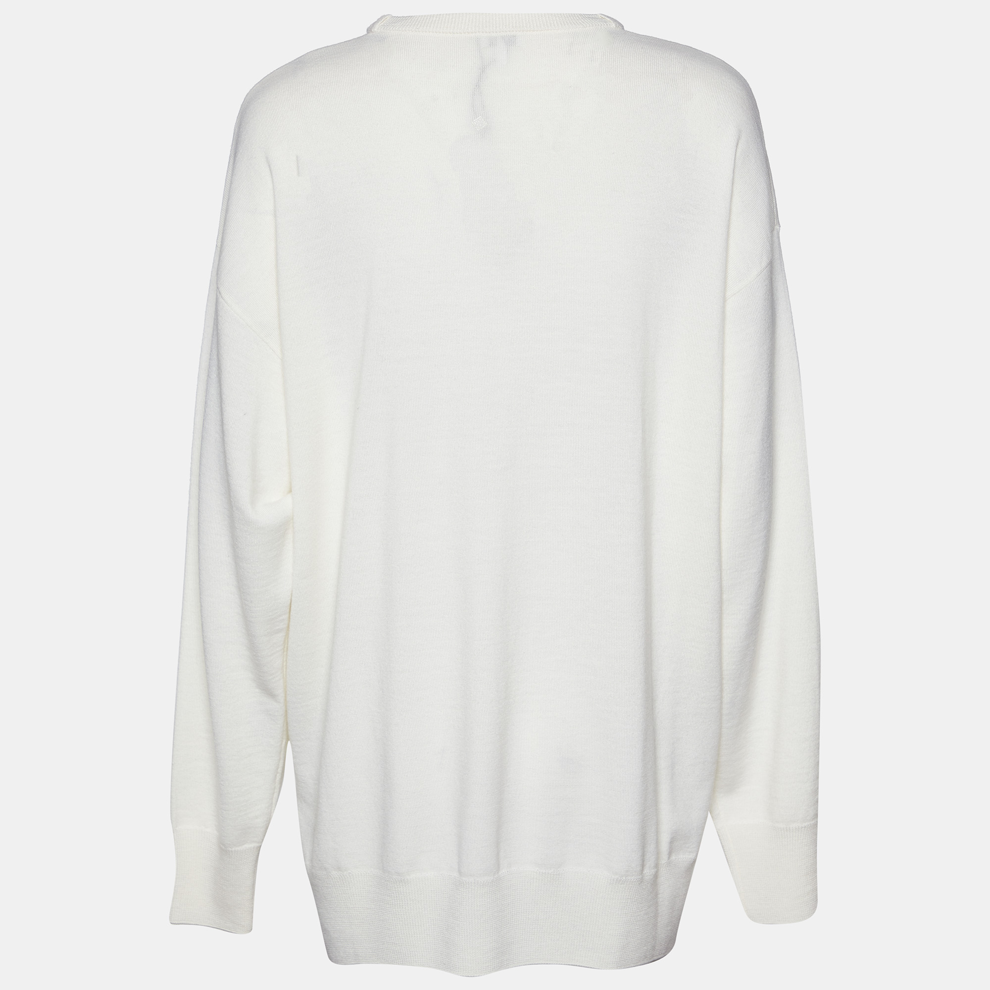 

Loewe Ecru Wool Anagram Pocket Detail Sweater, White