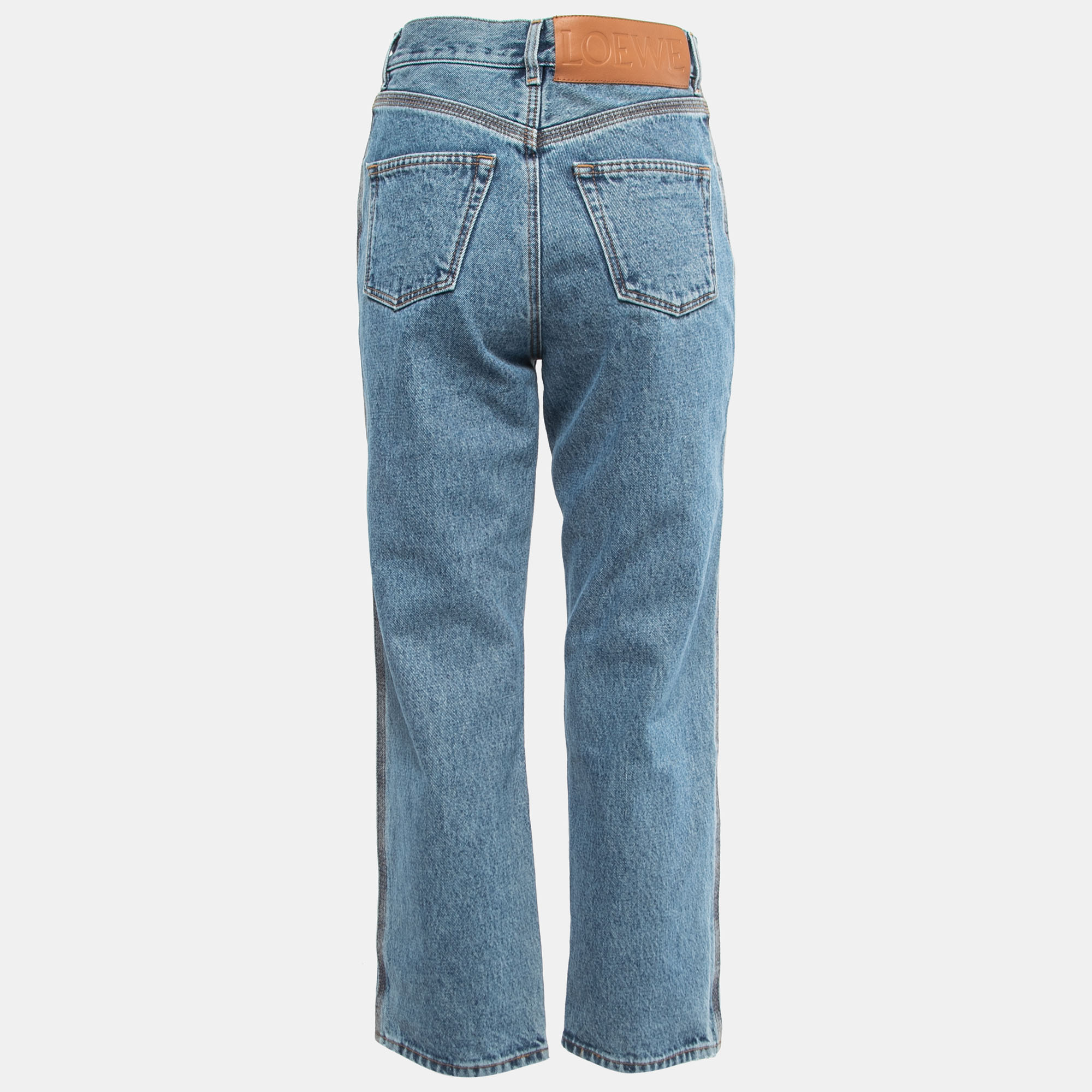 

Loewe Blue Washed Denim Cut-Out Detail Anagram Cropped jeans  Waist 28