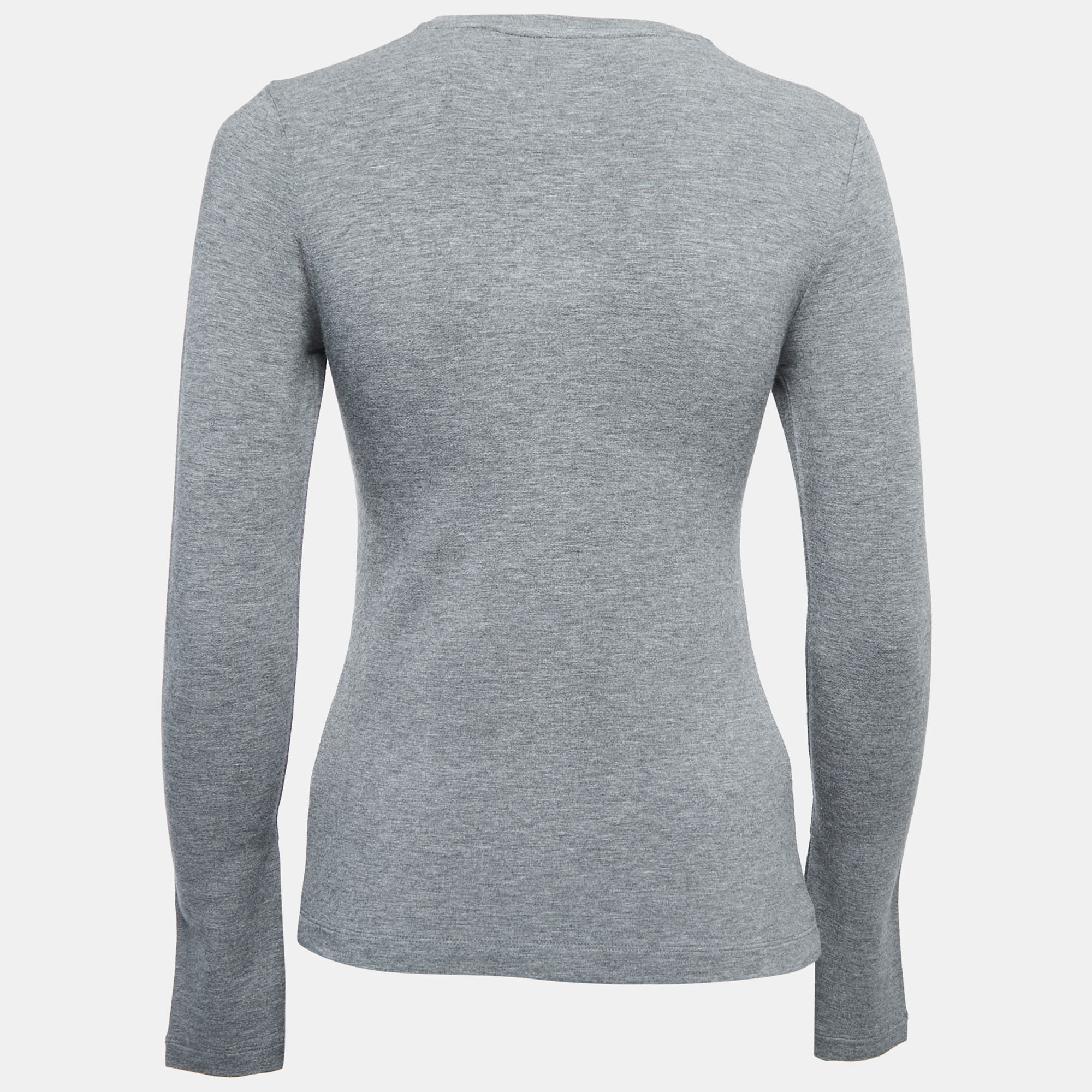 

Loewe Grey Jersey Knit Embroidered Long Sleeve T-Shirt