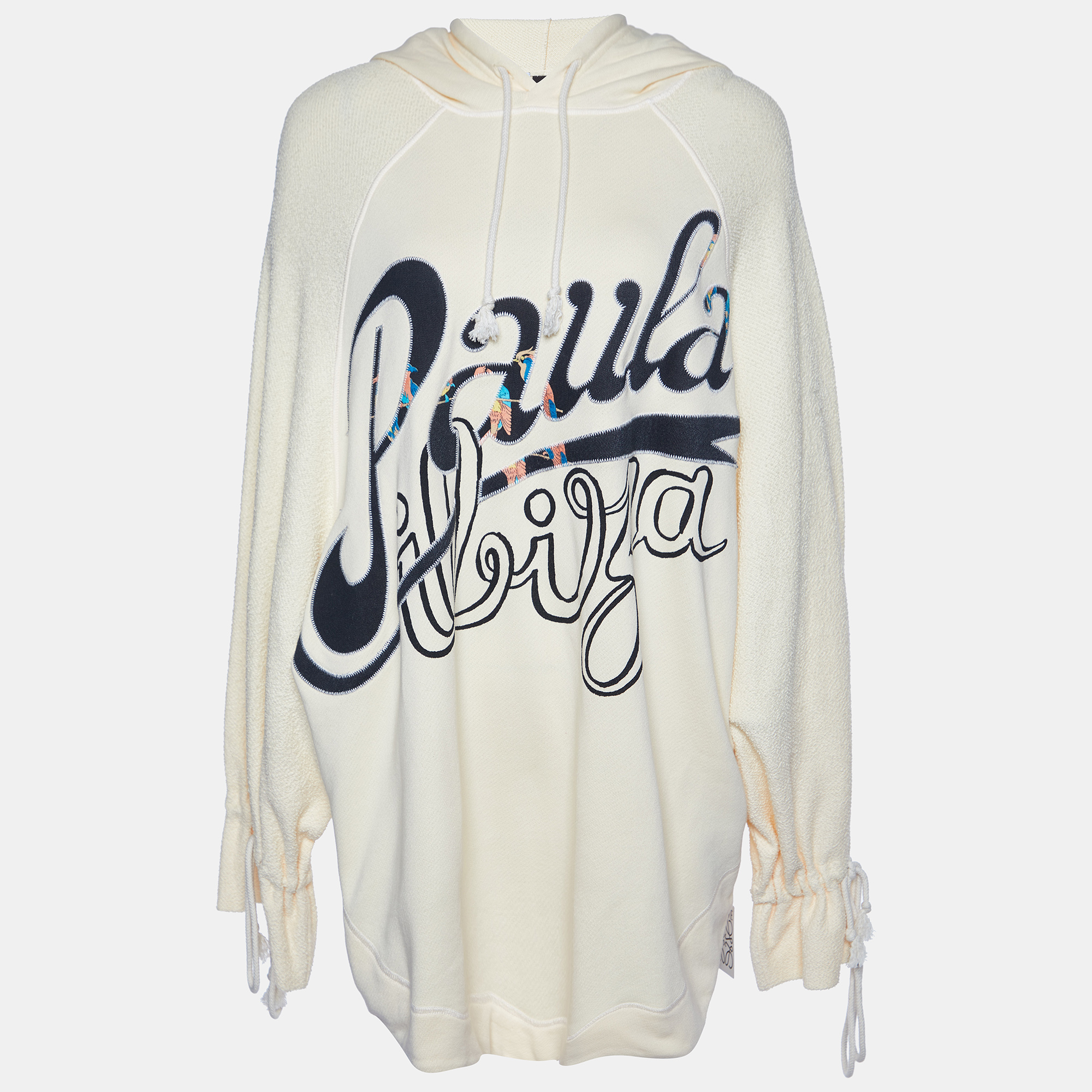 

Loewe X Paula's Ibiza Ecru Parrot Logo Print Cotton Hooded Sweatshirt, Cream