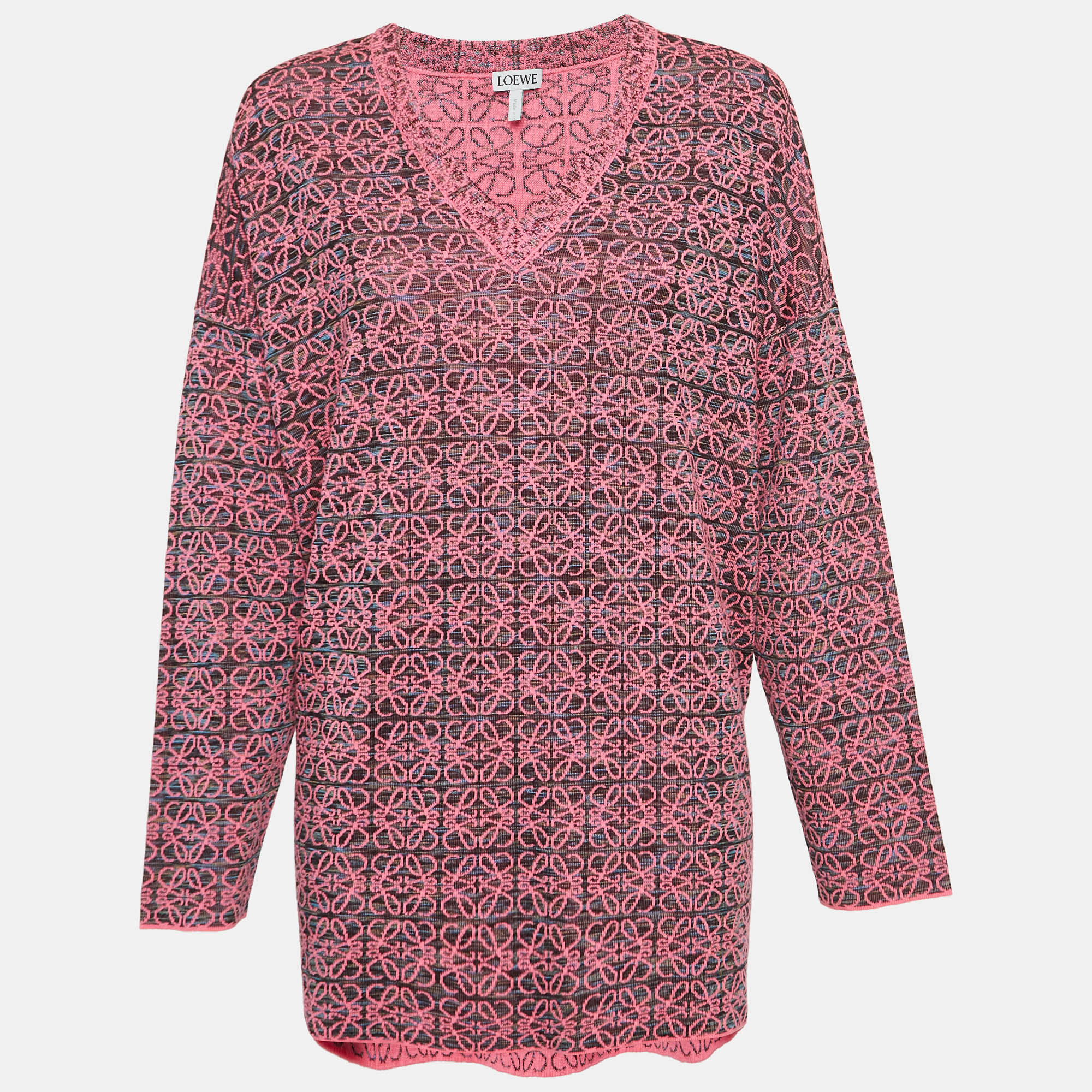 

Loewe Pink Anagram Knit V-Neck Oversized Sweater