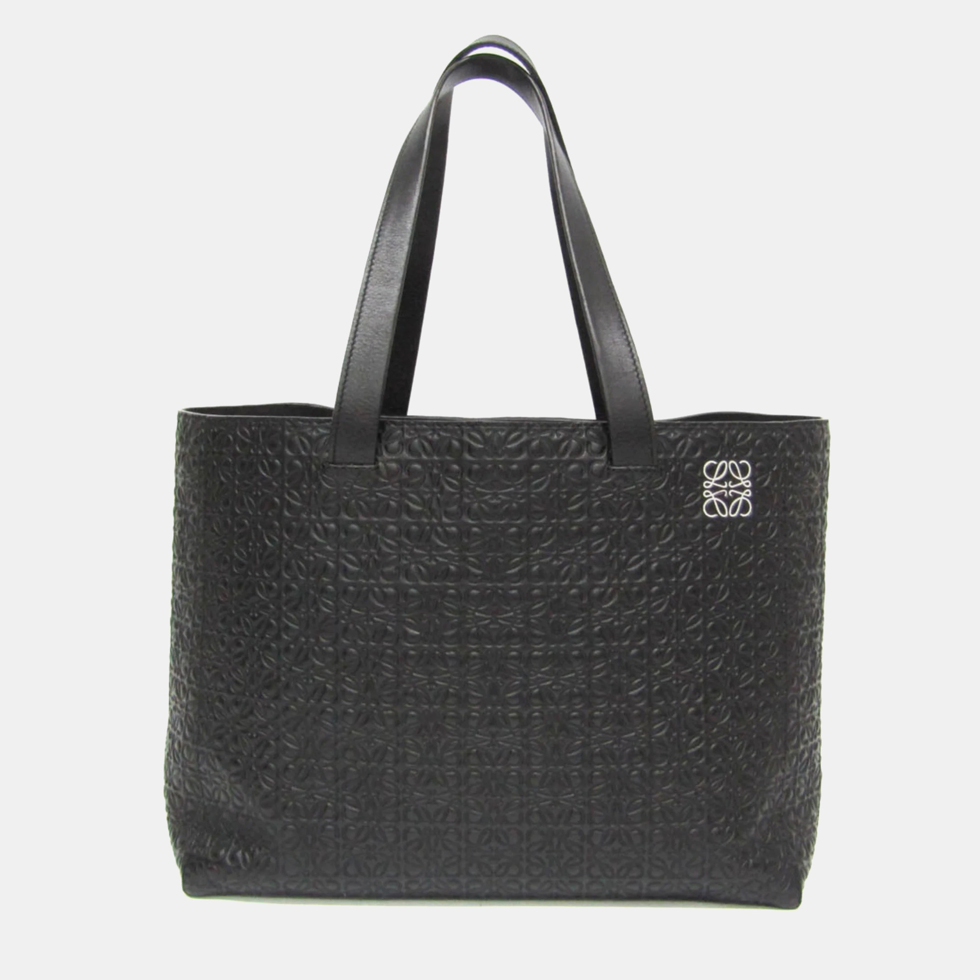 

Loewe Black Leather Anagram Tote Bag