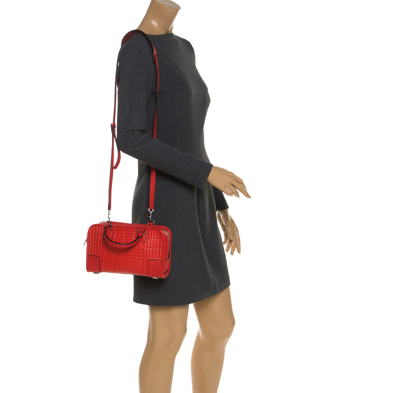 

Loewe Red Leather Amozona 23 Satchel