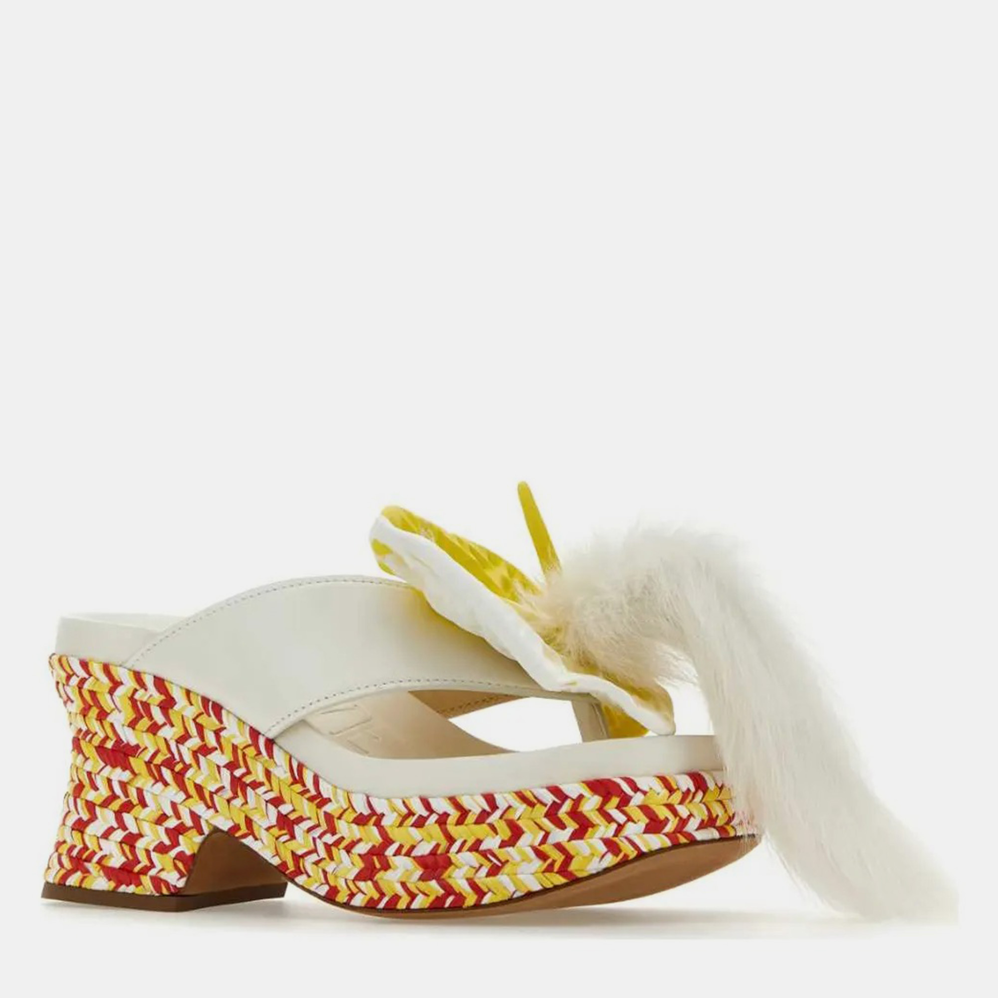 

Loewe White Leather Petal Thong Mules Women’s