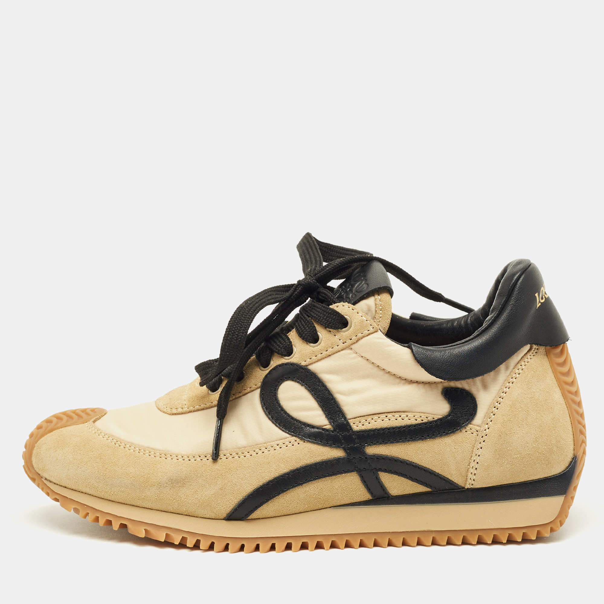 

Loewe Flow Size  Brown Nylon and Suede Lace Up Sneakers