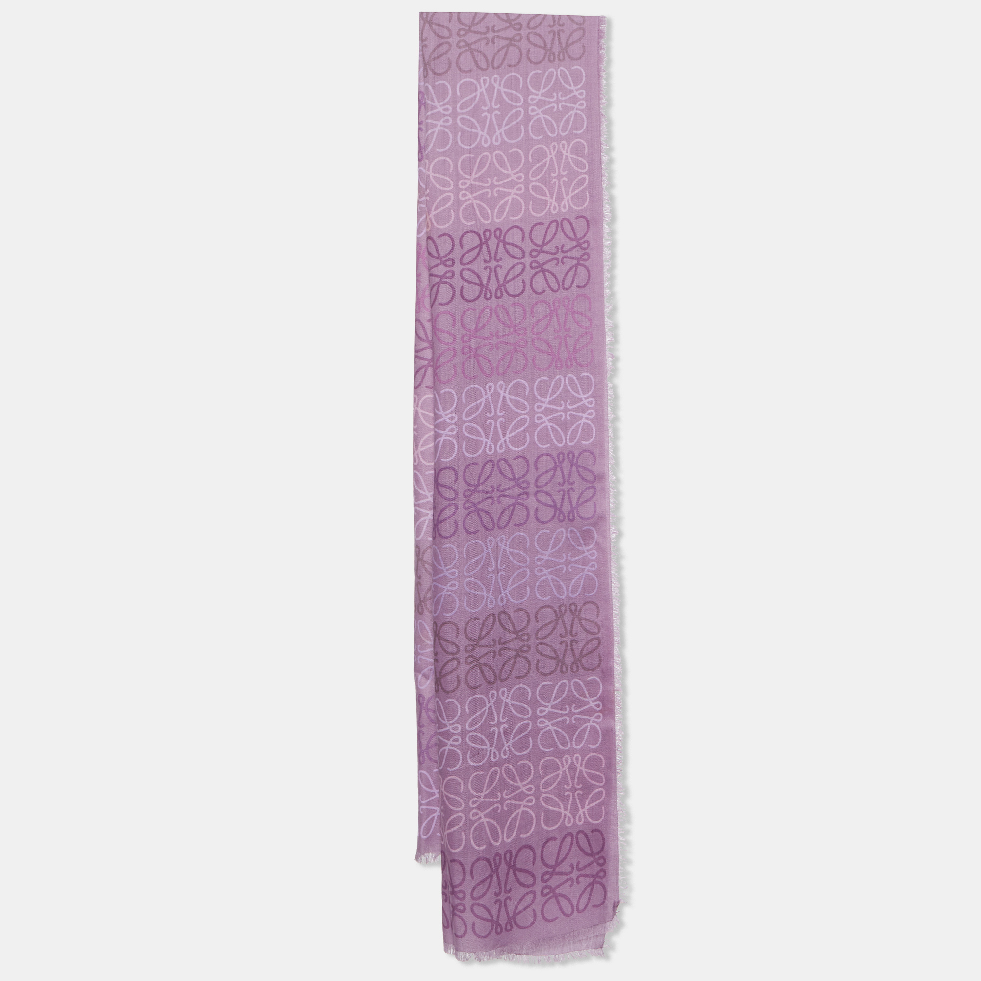 

Loewe Purple Anagram Print Wool & Silk Scarf