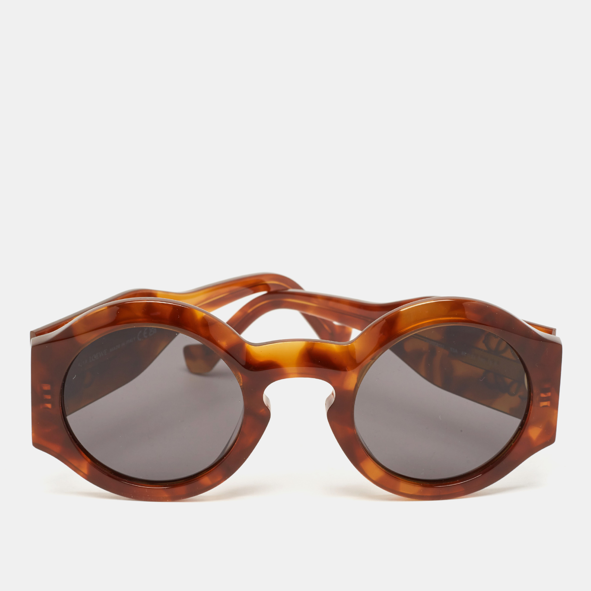 

Loewe Tortoise Brown/Black LW40081U Chunky Anagram Round Sunglasses