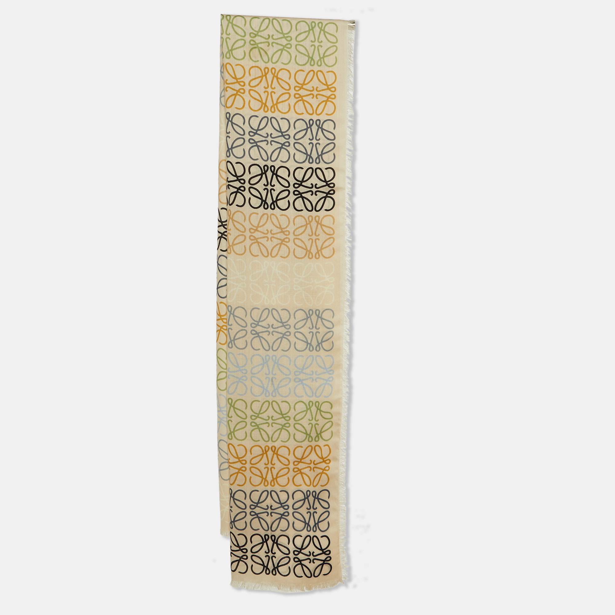 

Loewe Cream Anagram Print Wool Silk Scarf