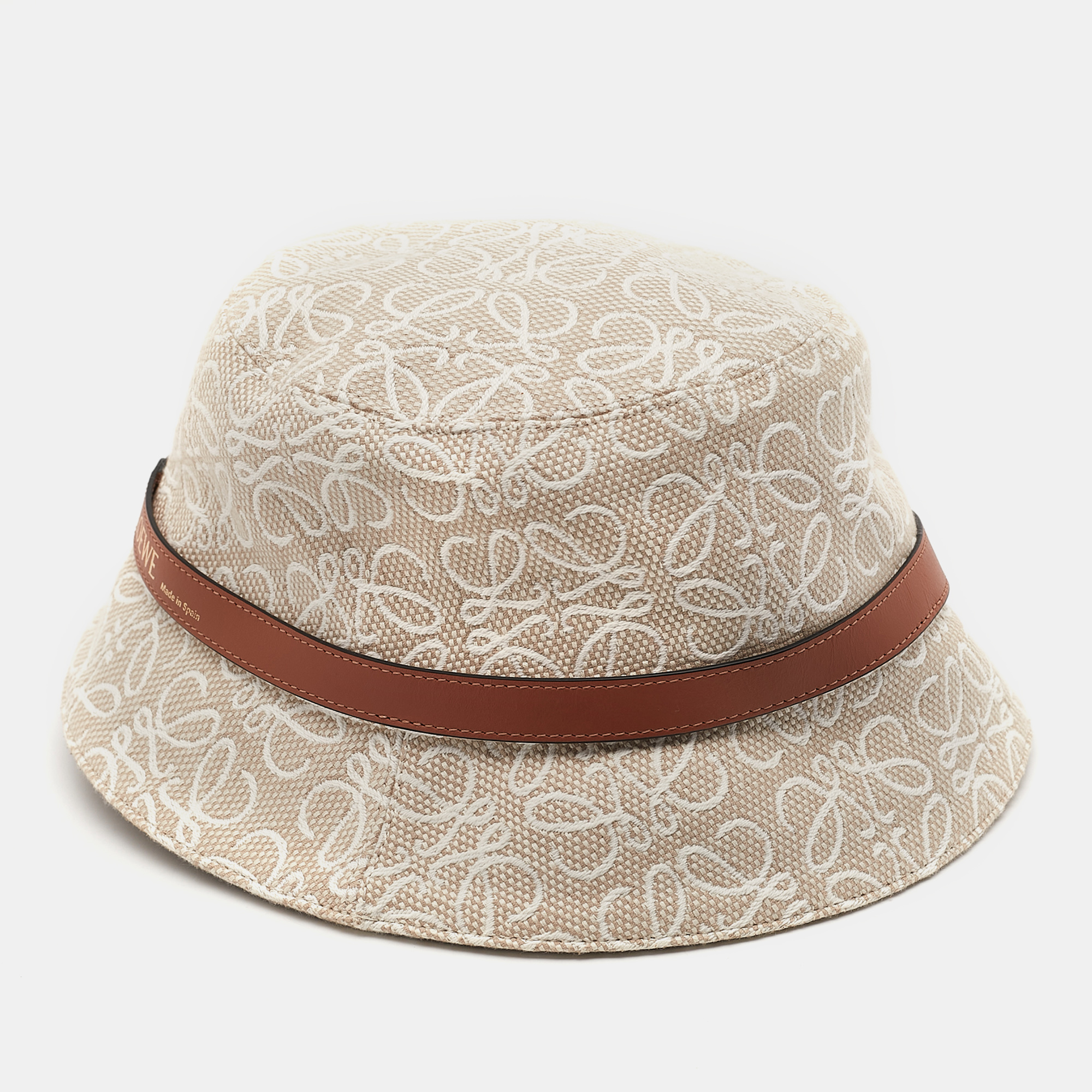 

Loewe Beige Anagram Cotton Canvas Leather Trim Bucket Hat