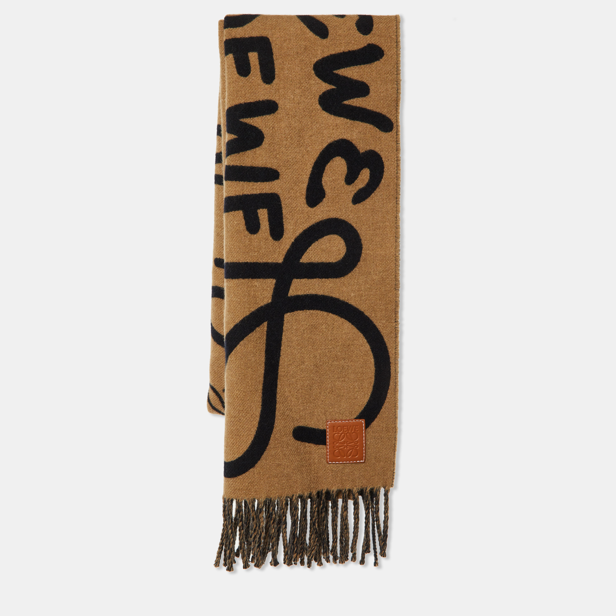 

Loewe Beige/Black Anagram Wool & Cashmere Scarf