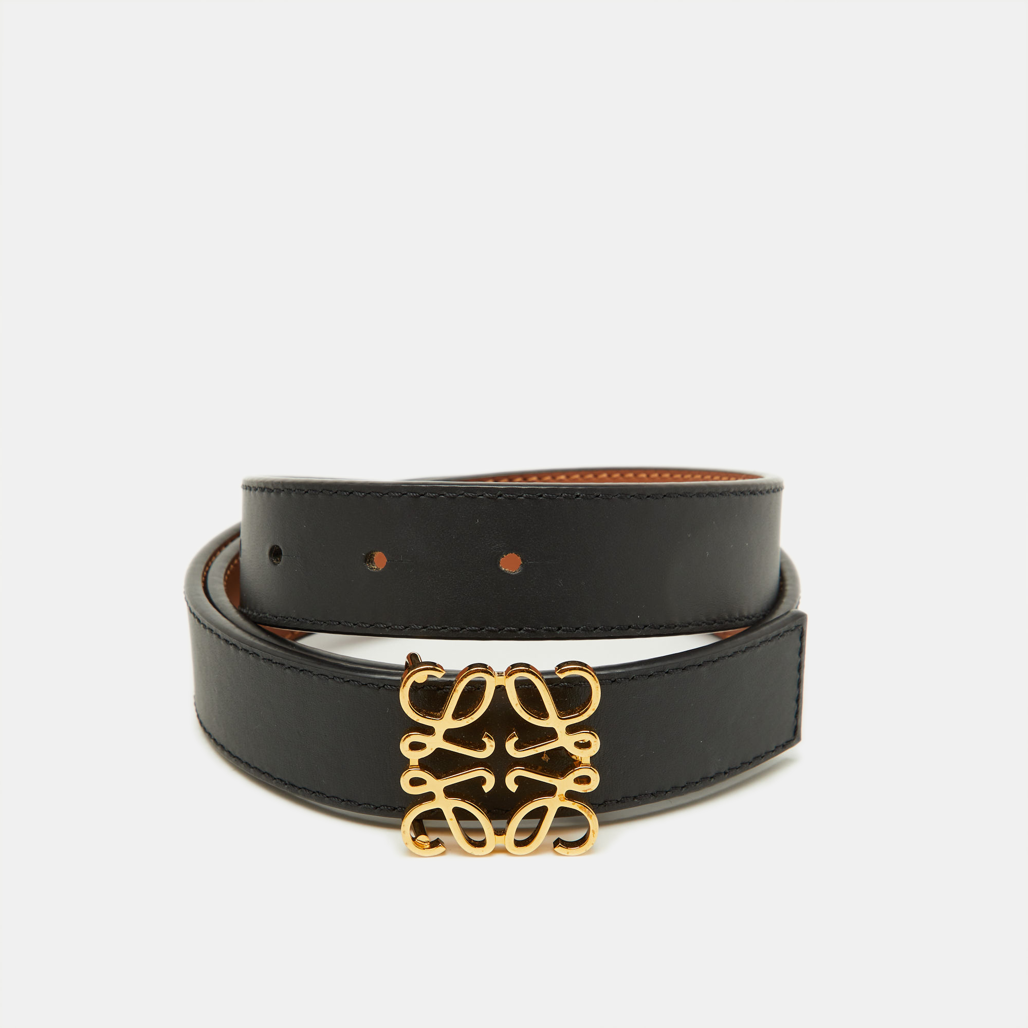 

Loewe Tan/Black Leather Anagram Reversible Belt 80CM