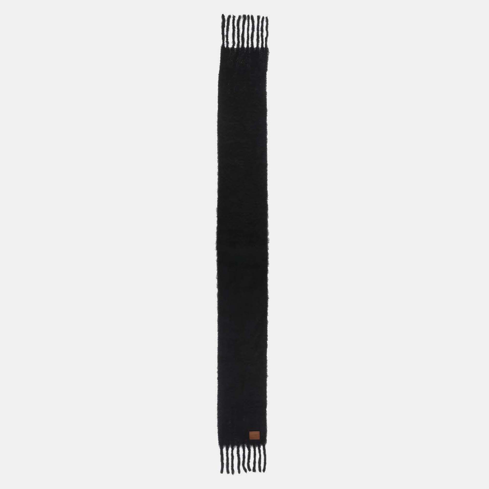 

Loewe Wool Mohair Fringe Scarf, Black