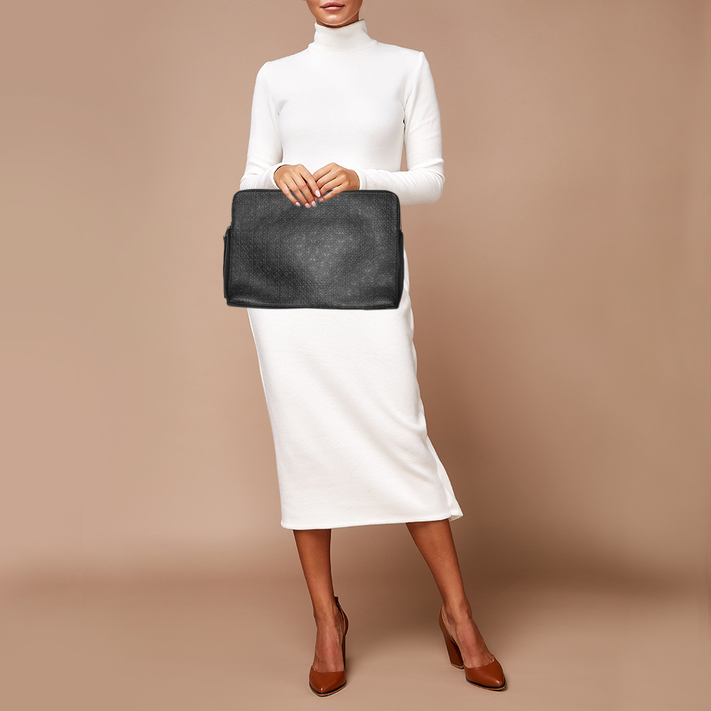 

Loewe Black Logo Embossed Leather Laptop Case