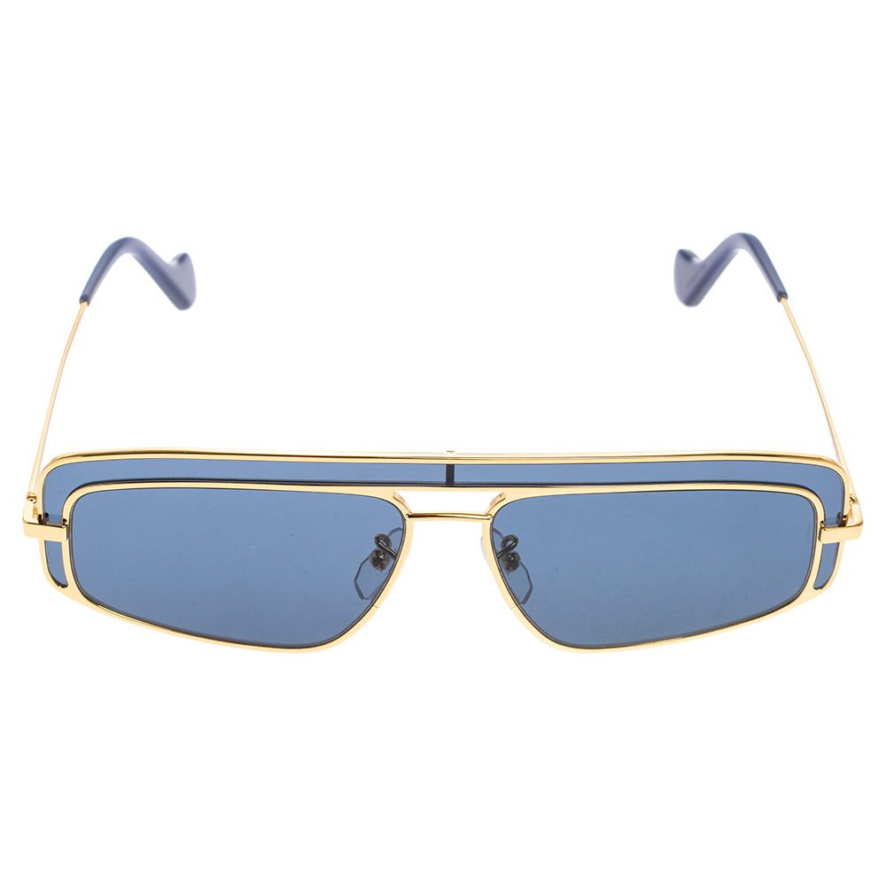 

Loewe Blue Acetate and Gold Tone Metal LW40022U Rectangle Sunglasses