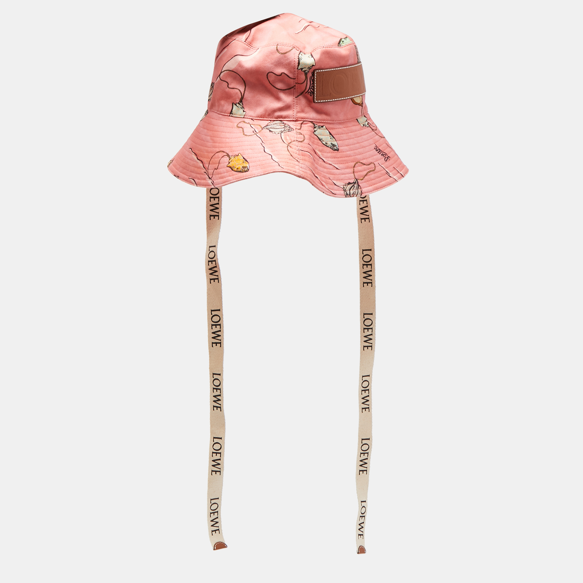 

Loewe x Paula's Ibiza Coral Pink Shell Print Canvas Bucket Hat