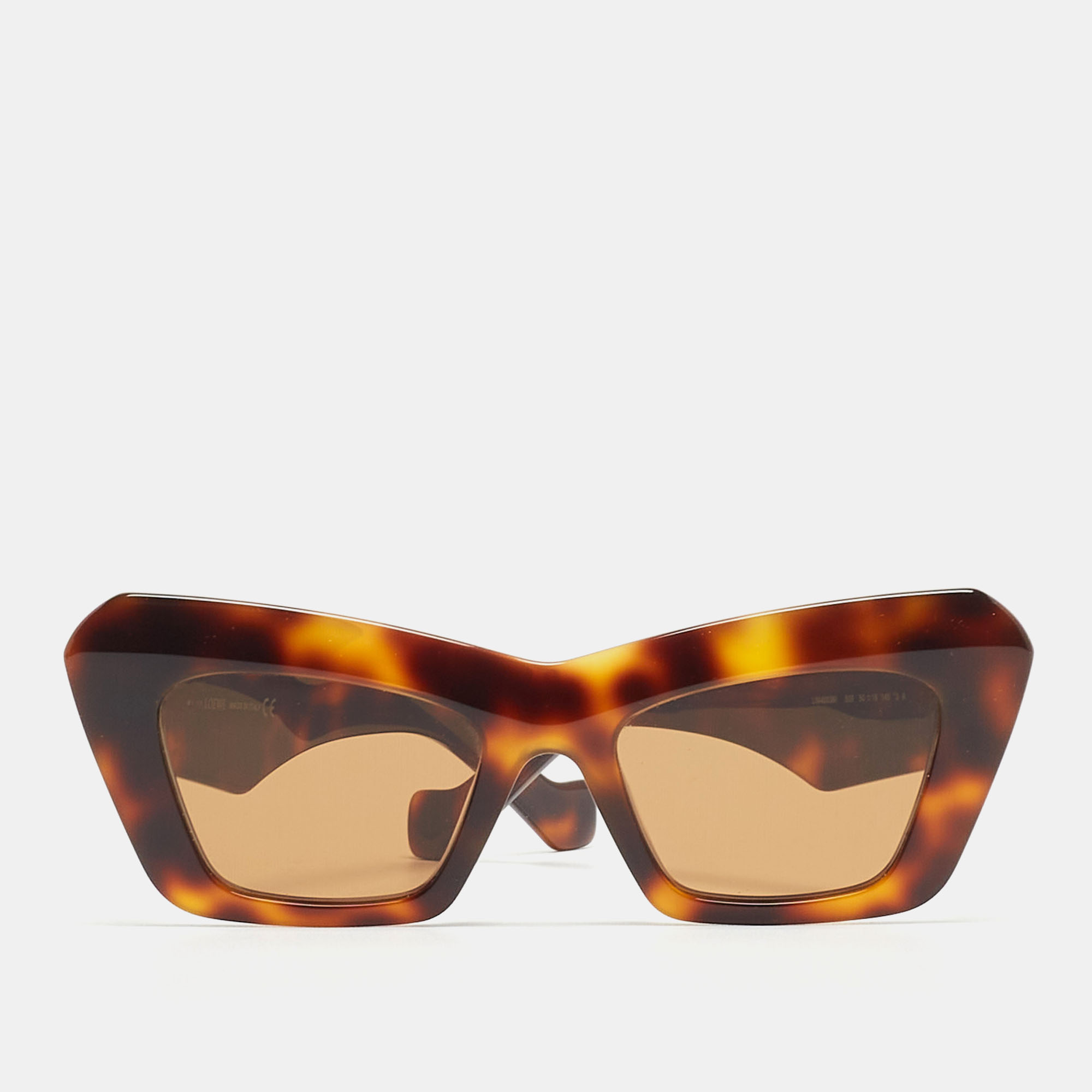 Pre Owned Loewe Havana Acetate LW400361 Cat-eye Sunglasses