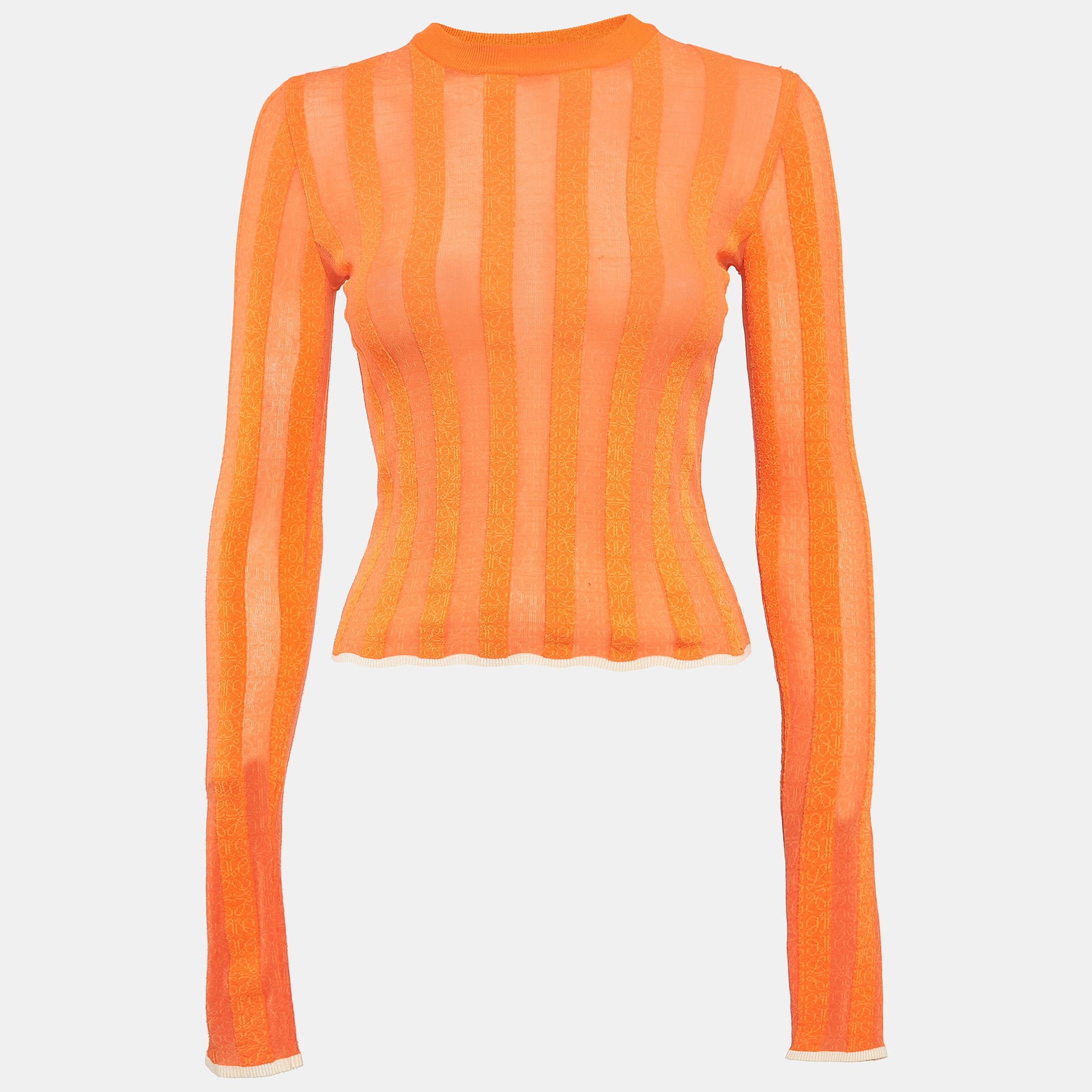 

Loewe Orange Logo Jacquard Knit Long Sleeve Top