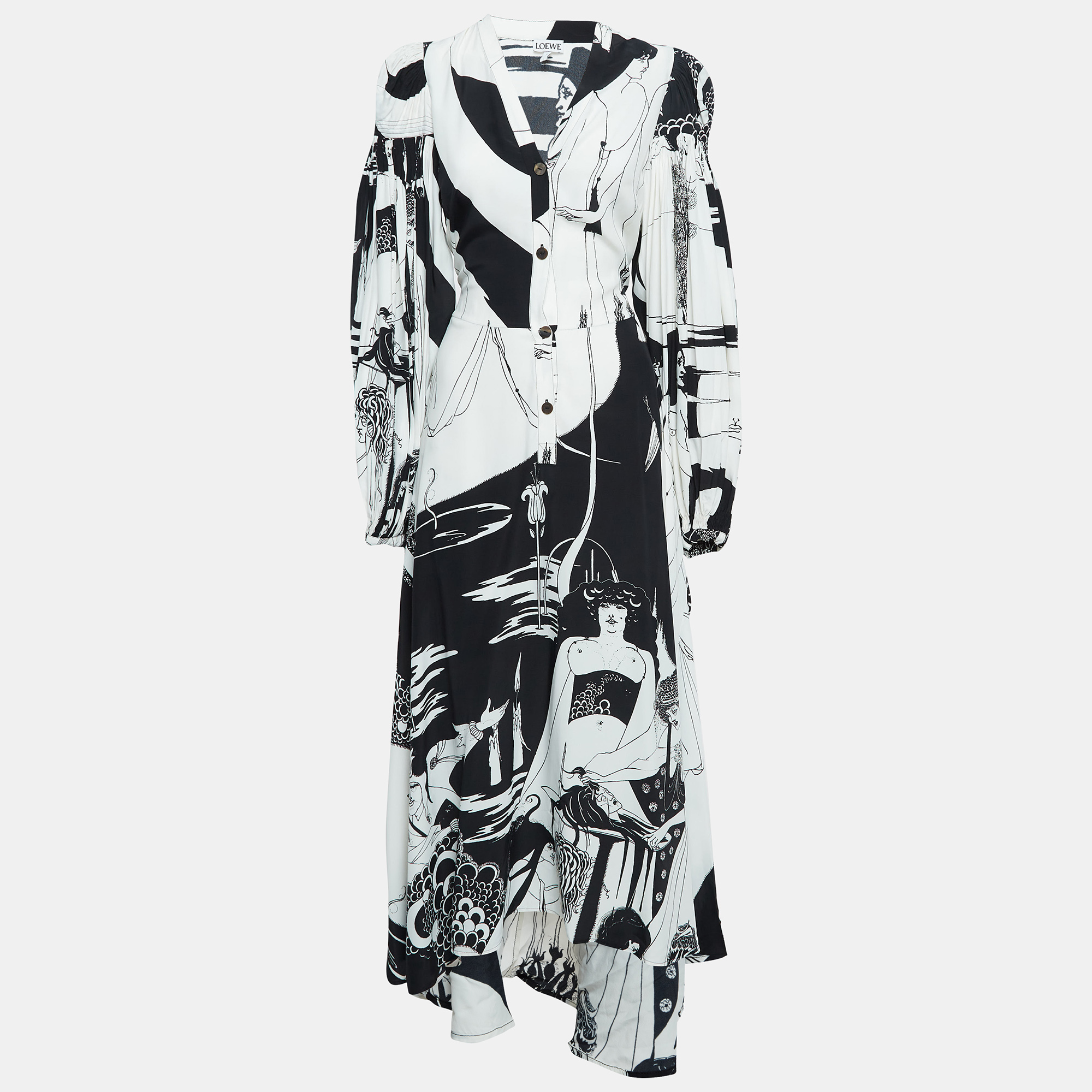 

Loewe White Printed Smocked Sleeve Maxi Dress S