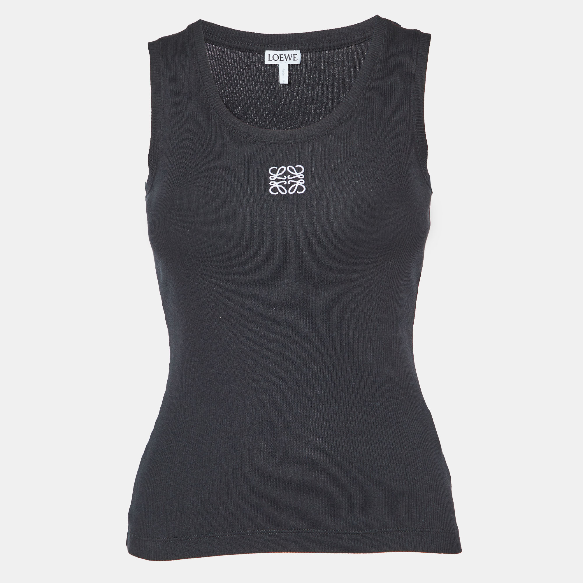 

Loewe Black Logo Embroidered Rib Knit Tank Top XS