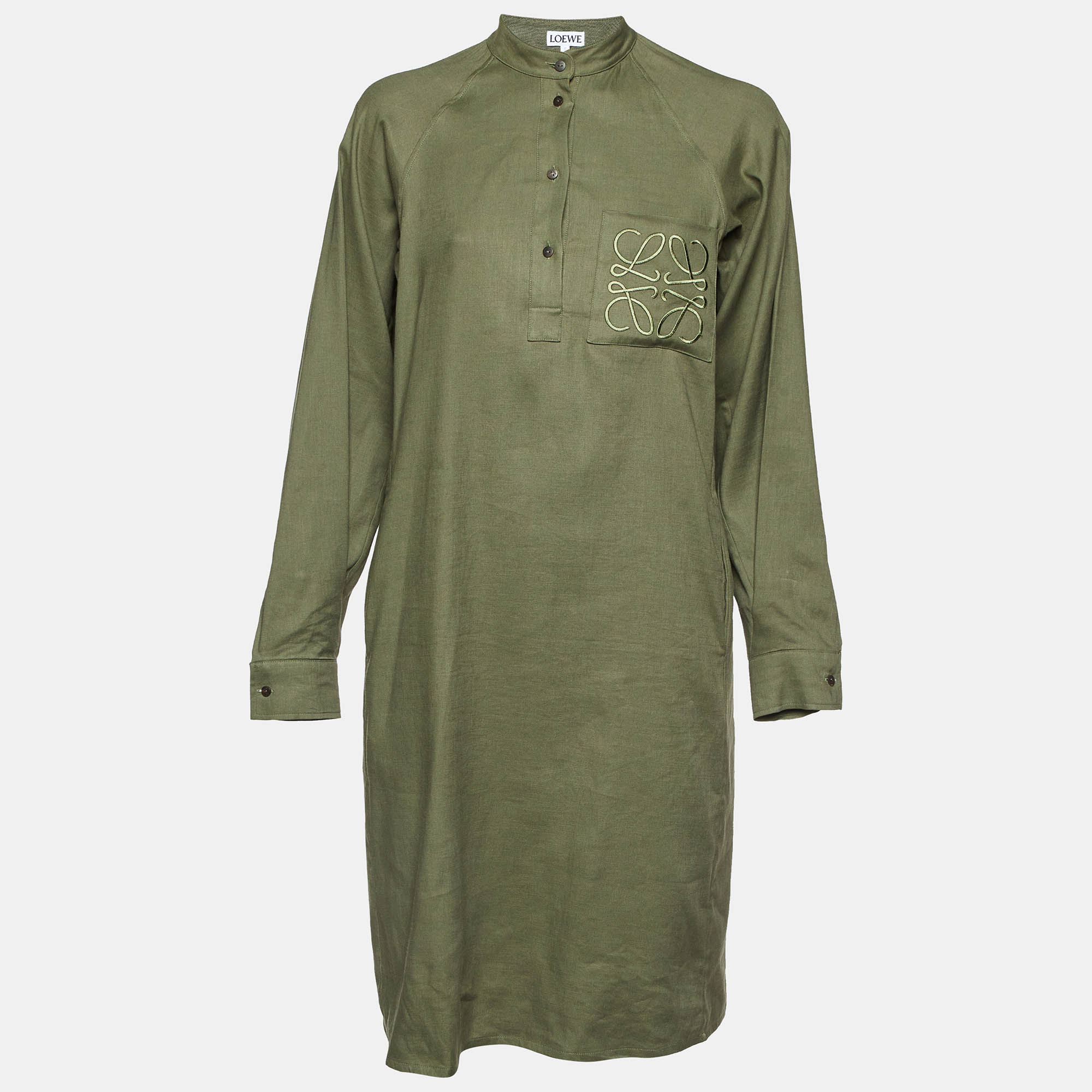 

Loewe Sage Green Logo Embroidered Tunic Dress S