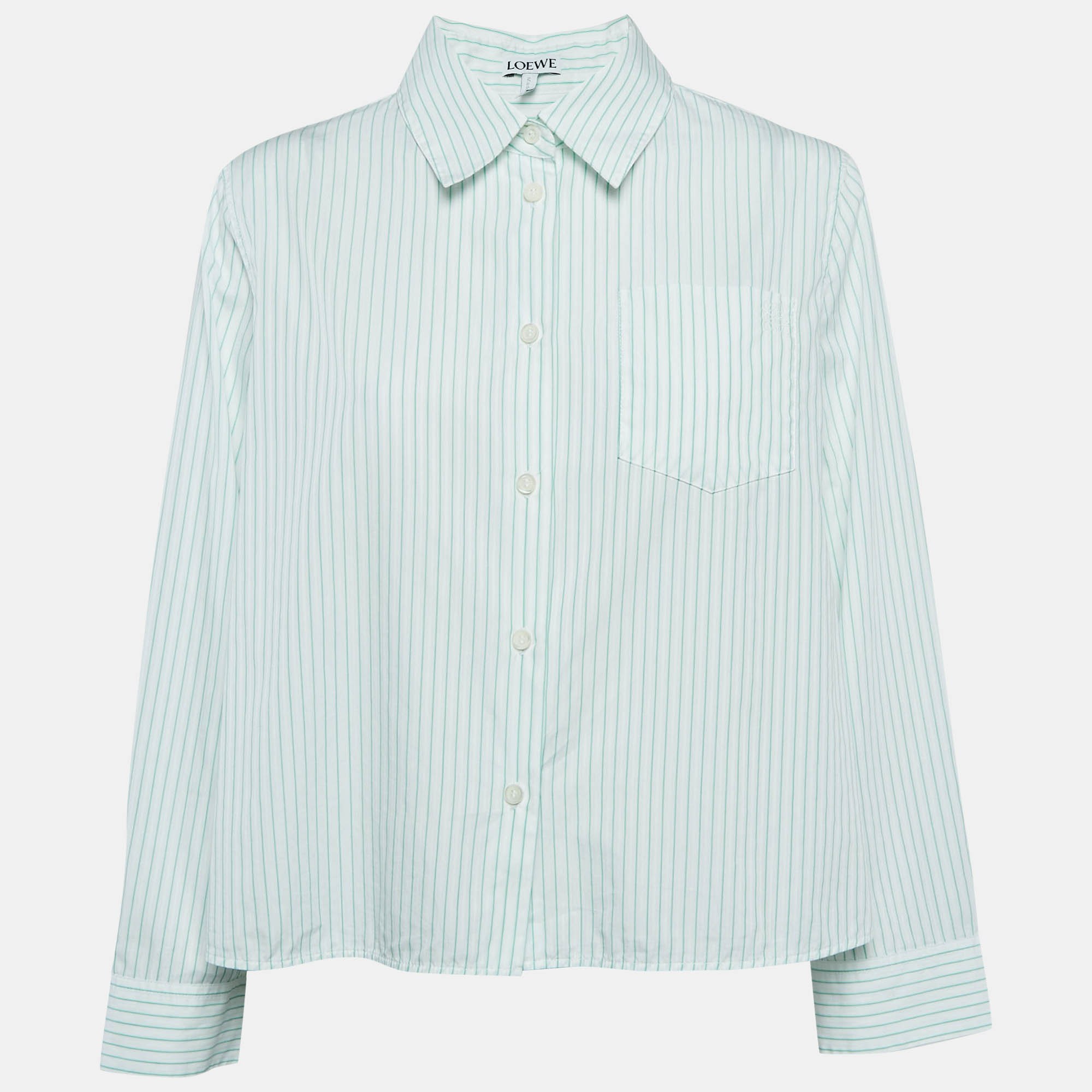 

Loewe Green/White Striped Cotton Back Open Trapeze Shirt XL