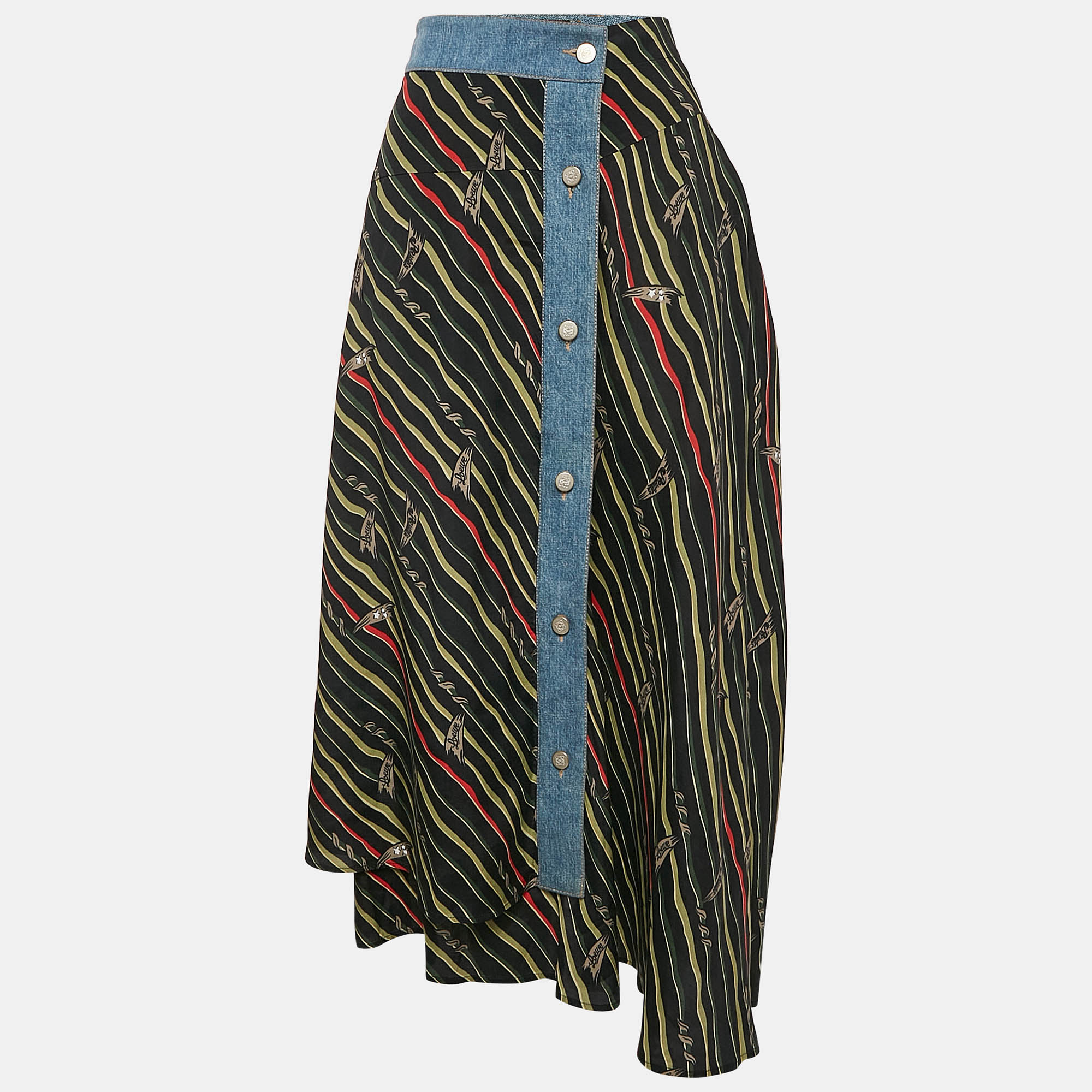 

Loewe X Paula's Ibiza Printed Crepe Denim Trimmed Wrap Skirt M, Black