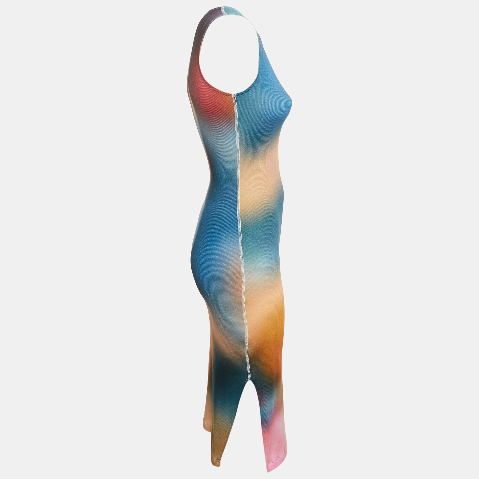 Loewe Multicolor Rib Knit Sleeveless Tank Dress XS 