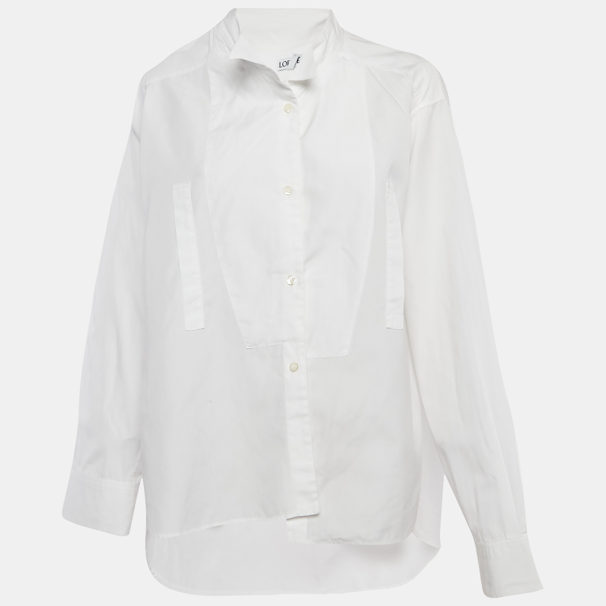 

Loewe White Cotton Button Front Asymmetric Loose Fit Shirt L