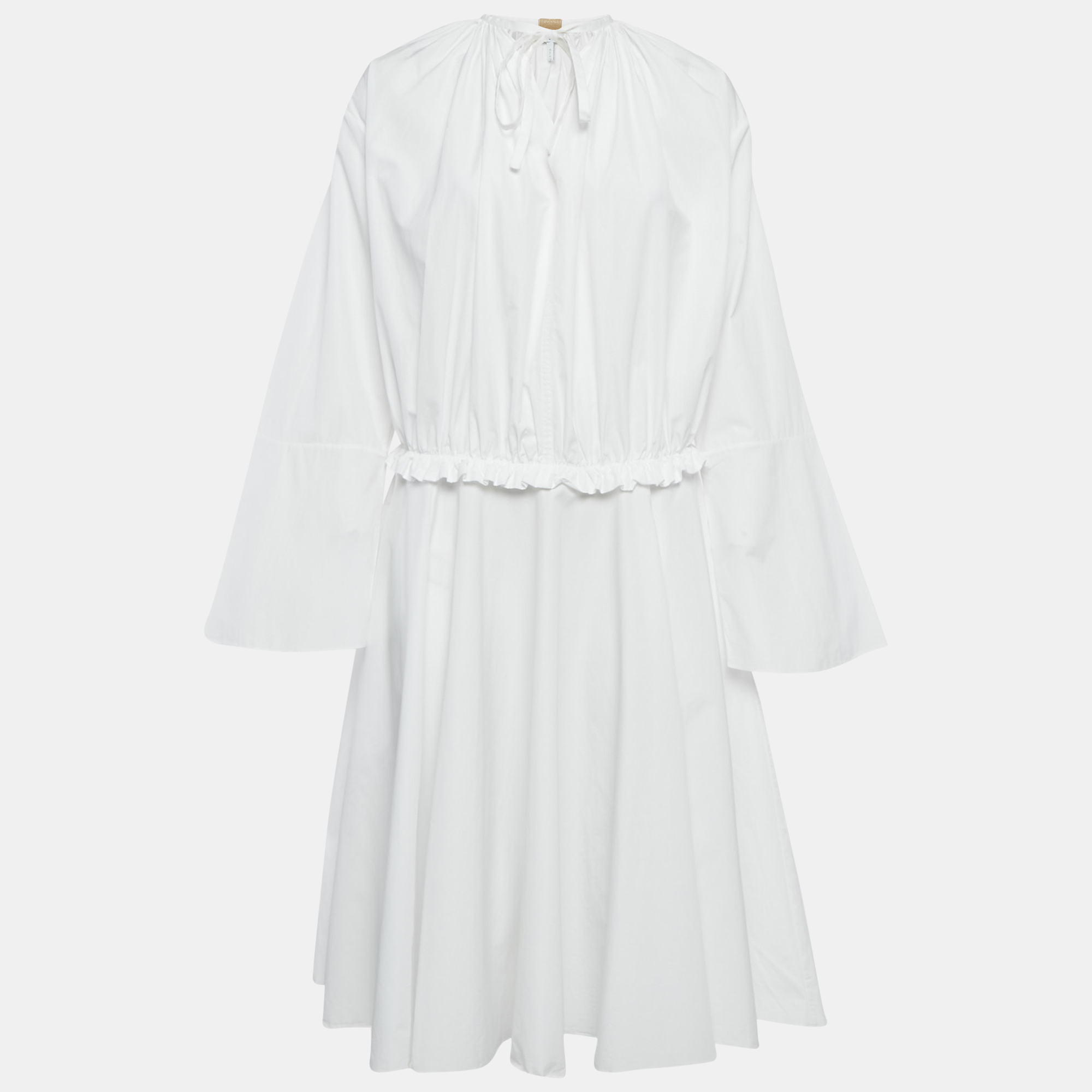 

Loewe White Cotton Gathered Tunic Dress S