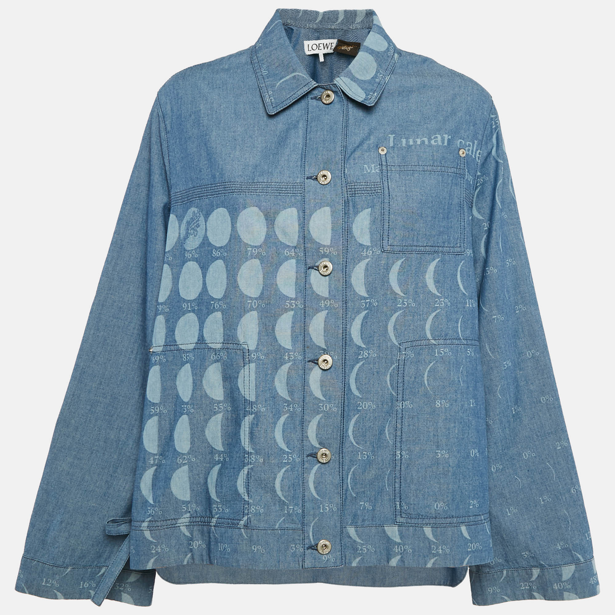 

Loewe x Paula's Ibiza Blue Moon-Print Denim Workwear Shirt M