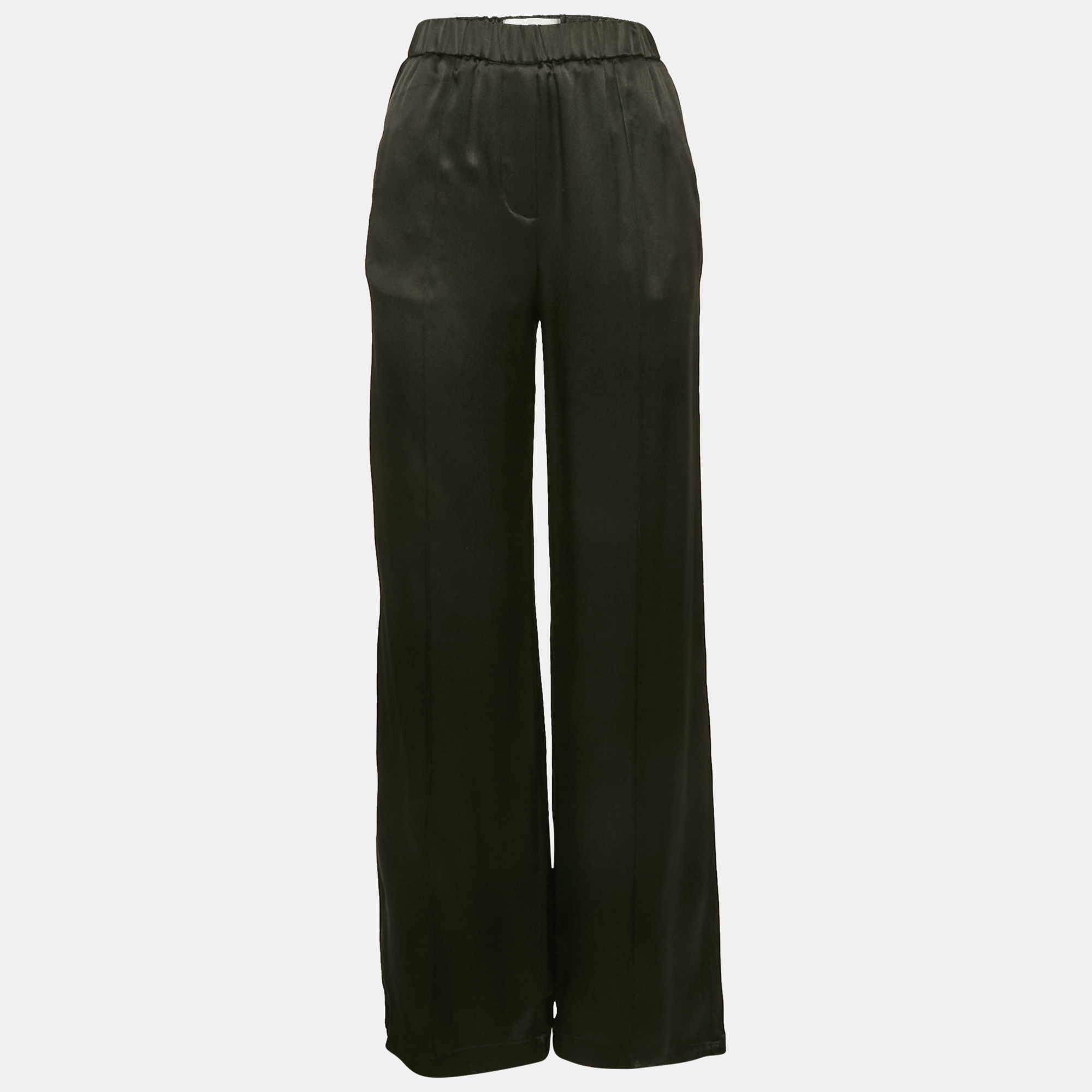 

Loewe Black Satin Silk Wide-Leg Trousers XS