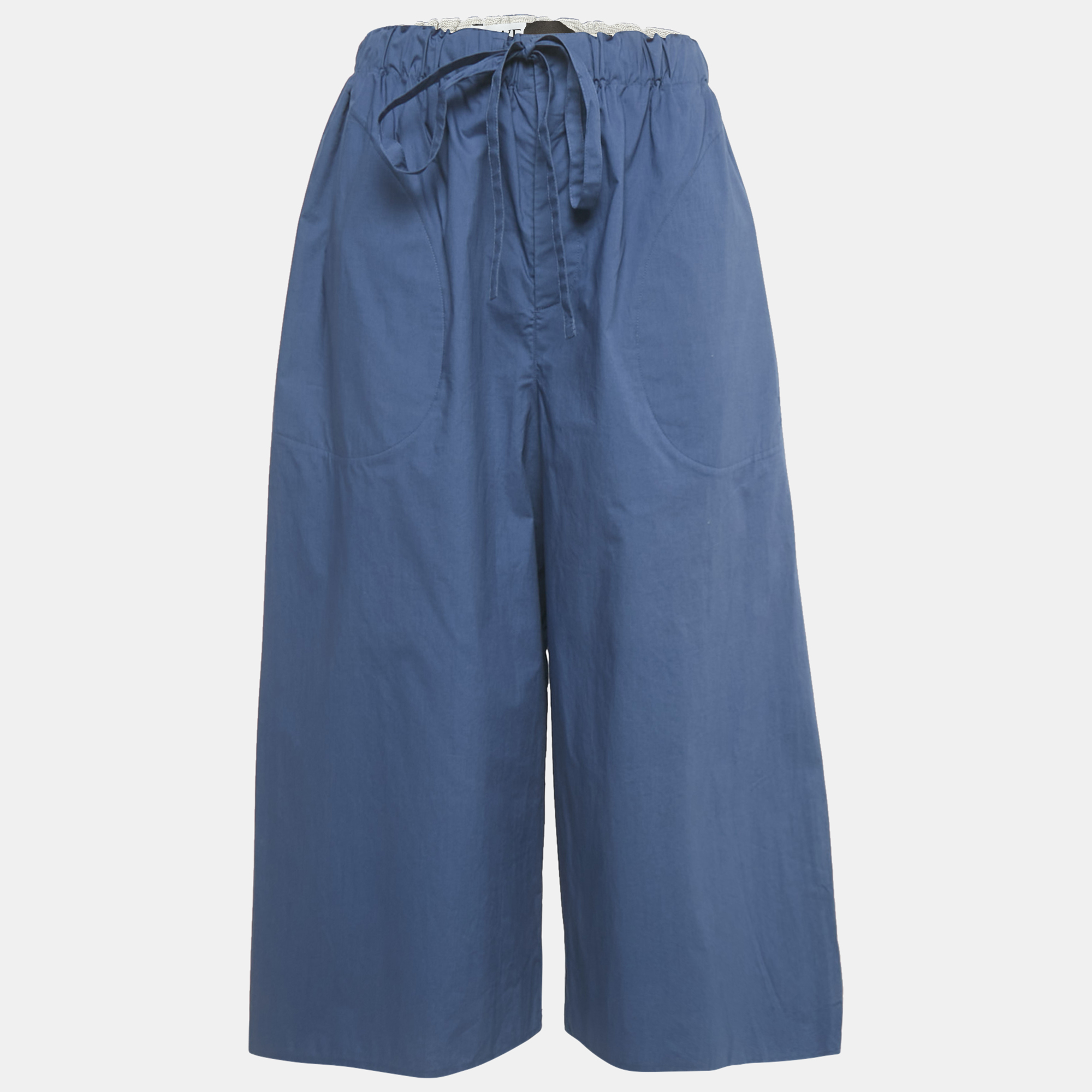 

Loewe Blue Cotton Raw Edge Detail Wide Leg Trousers S