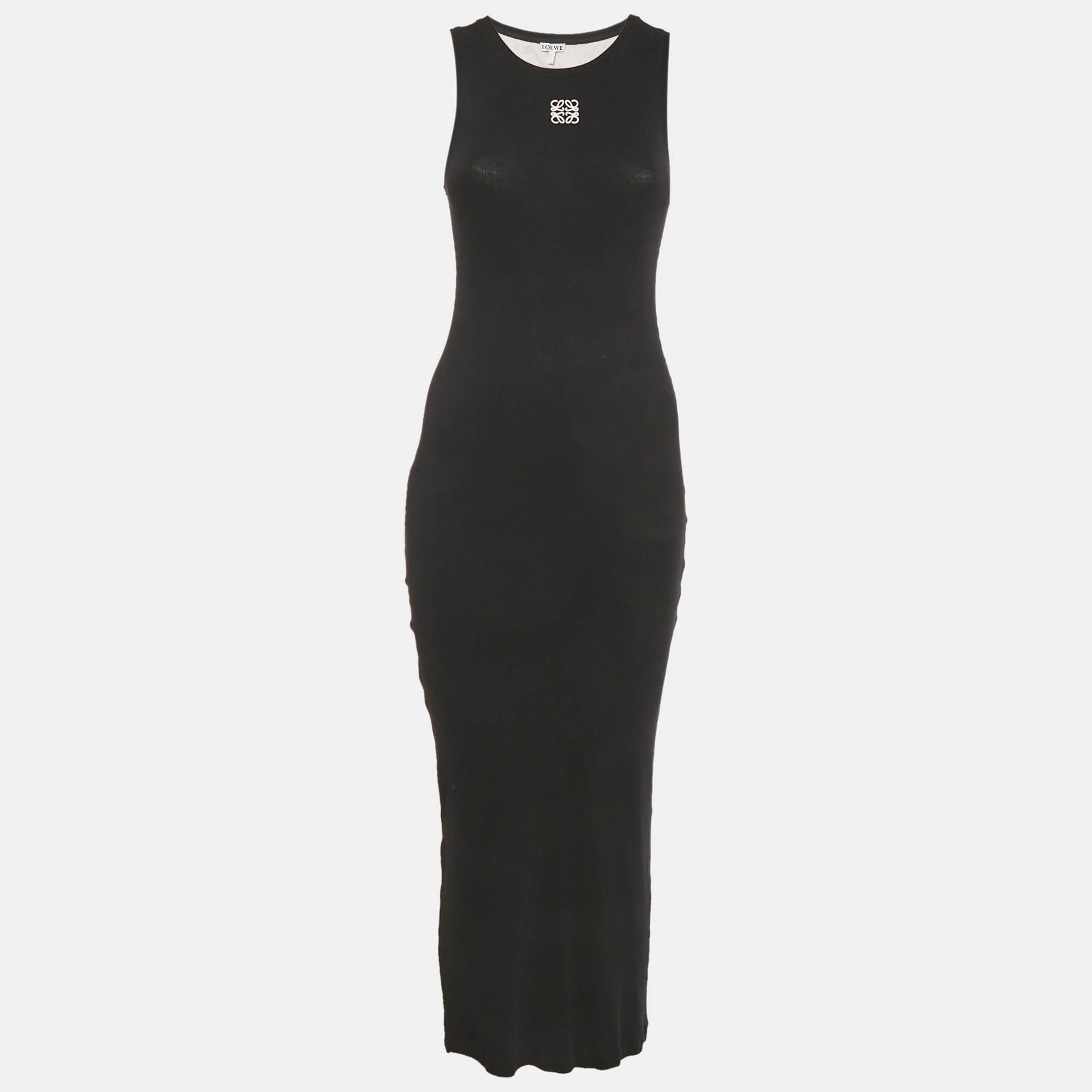 

Loewe Black Anagram Rib Knit Tank Maxi Dress M