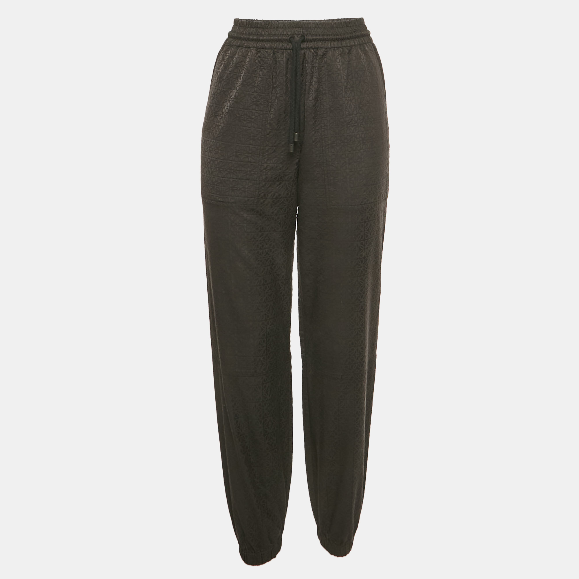 Pre-owned Loewe Black Anagram All-over Nylon Blend Joggers Xs