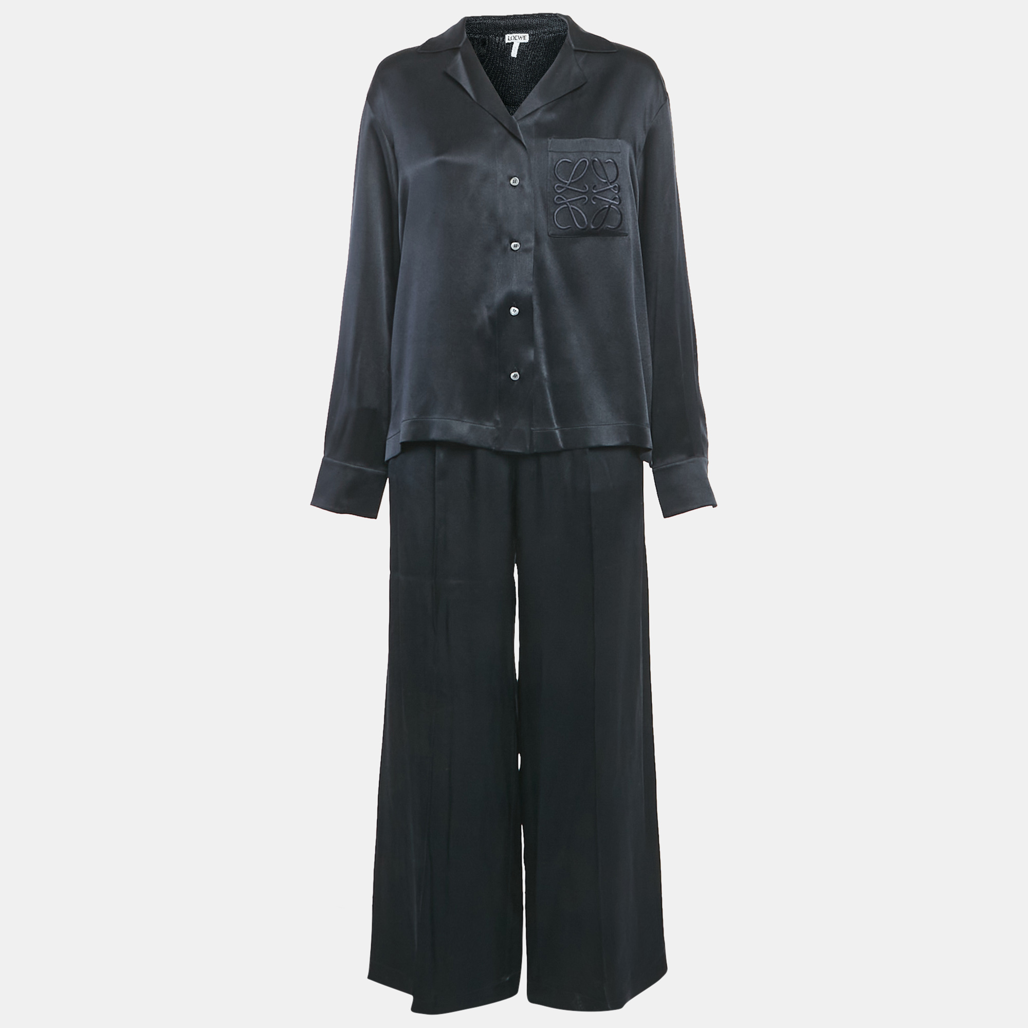 

Loewe Black Satin Anagram Embroidered Set M/L