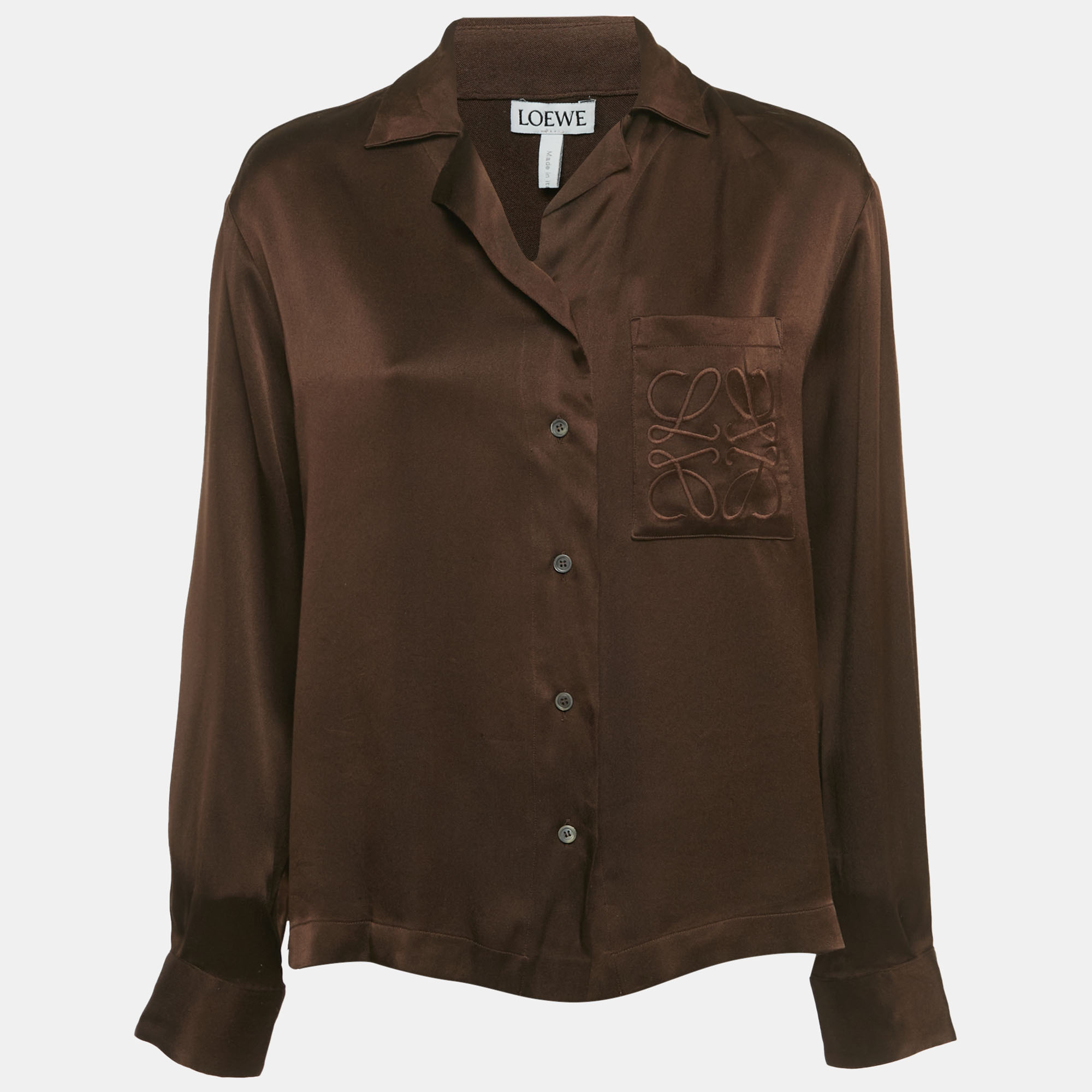 

Loewe Brown Silk Anagram Embroidered Shirt S