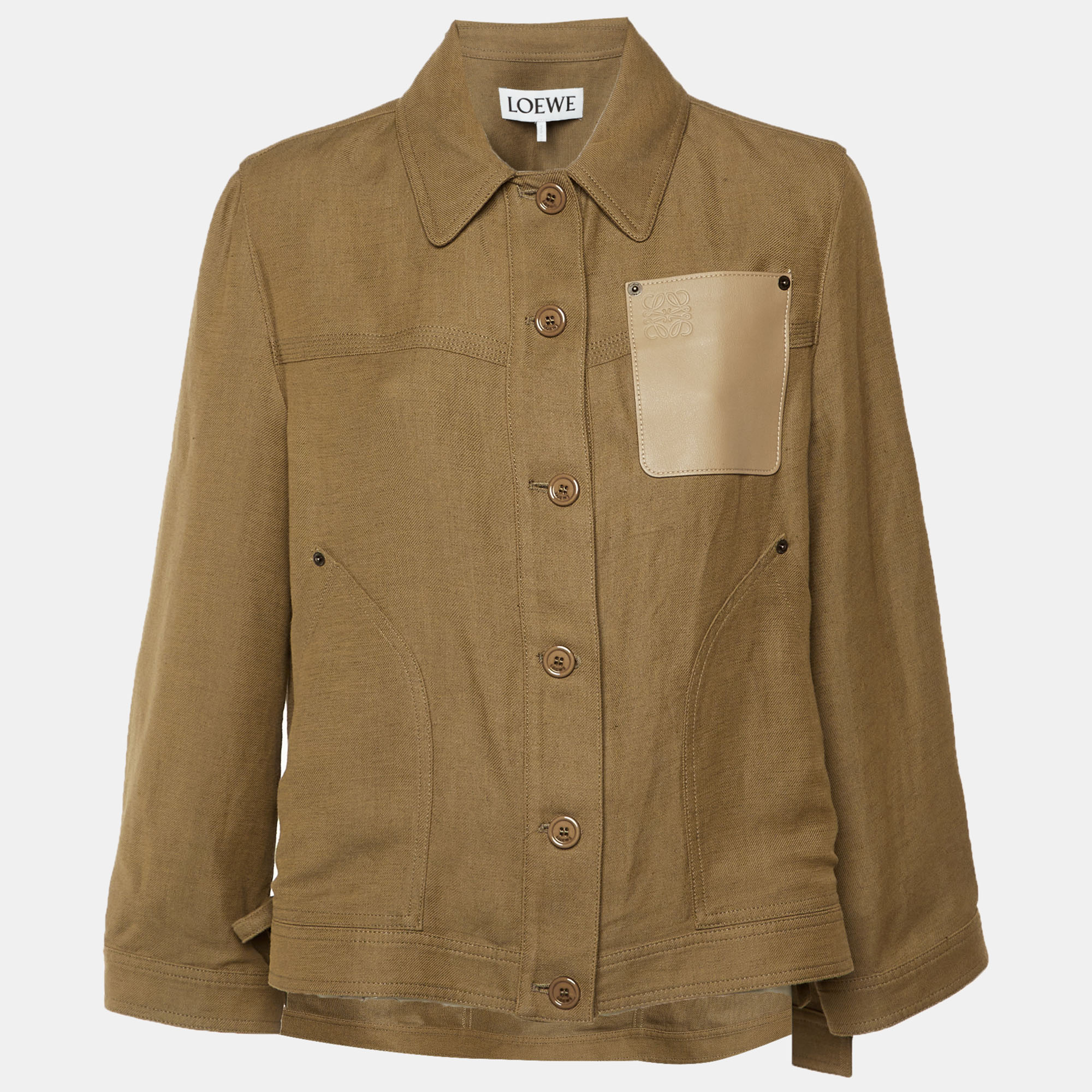 

Loewe Brown Linen Blend Anagram Pocket Oversized Workwear Jacket S