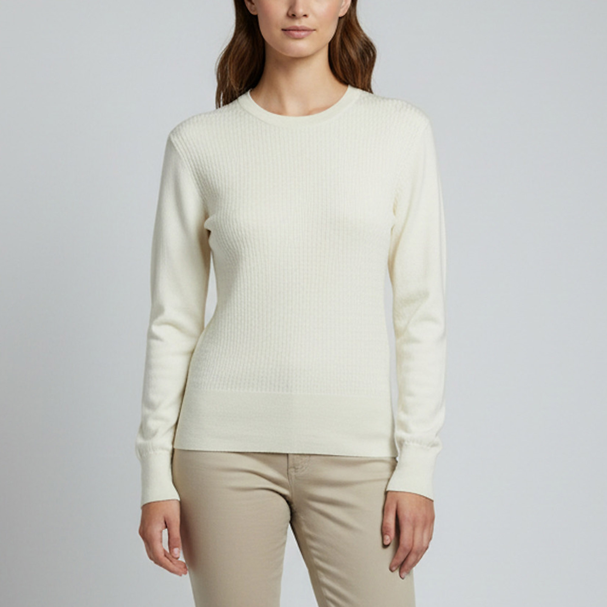 Pre-owned Loewe Loro Piana Cream Cashmere Crew Neck Sweater S